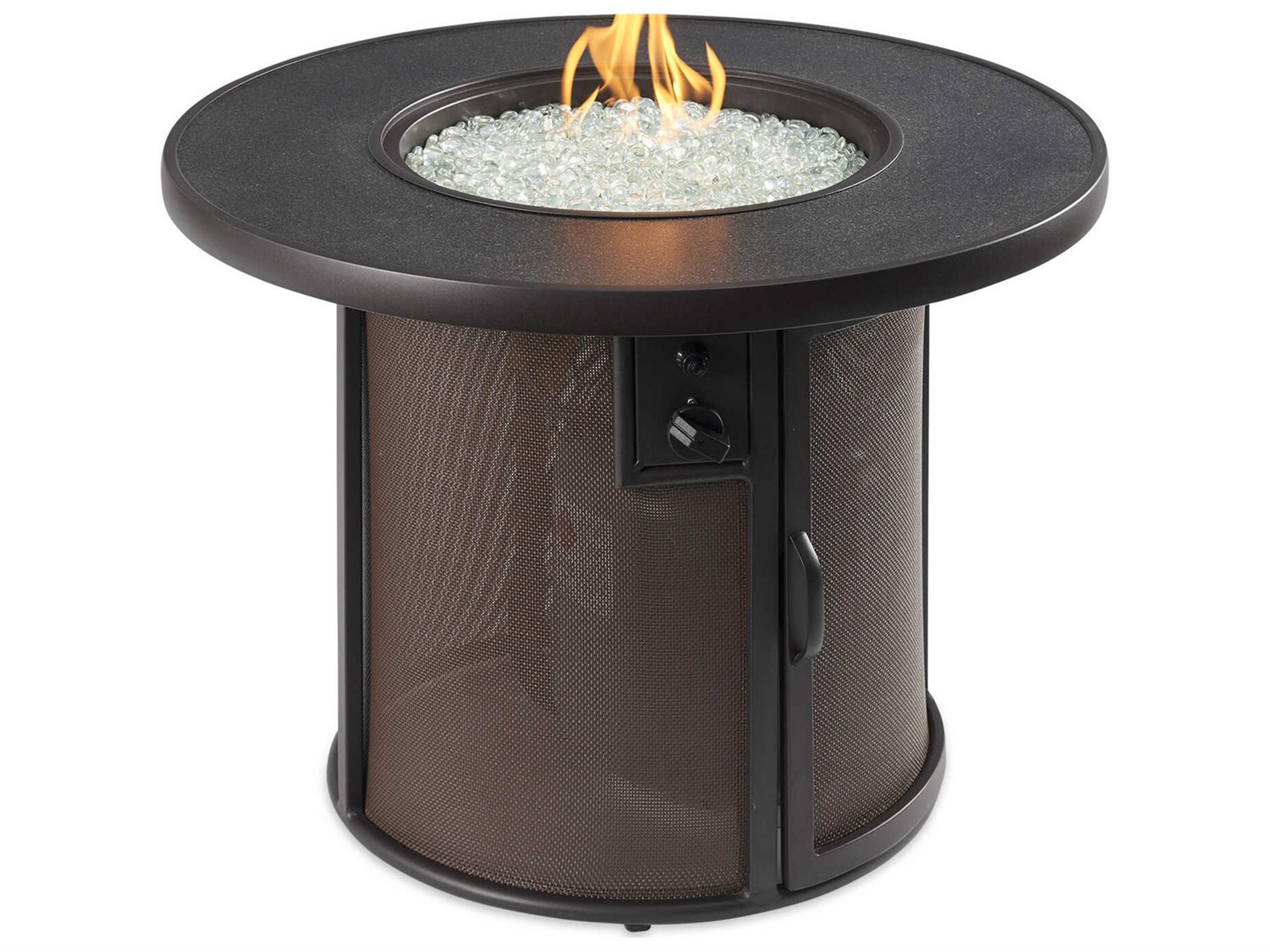 Outdoor Greatroom Stonefire Aluminum Brown Mesh Round Gas Fire Pit Table