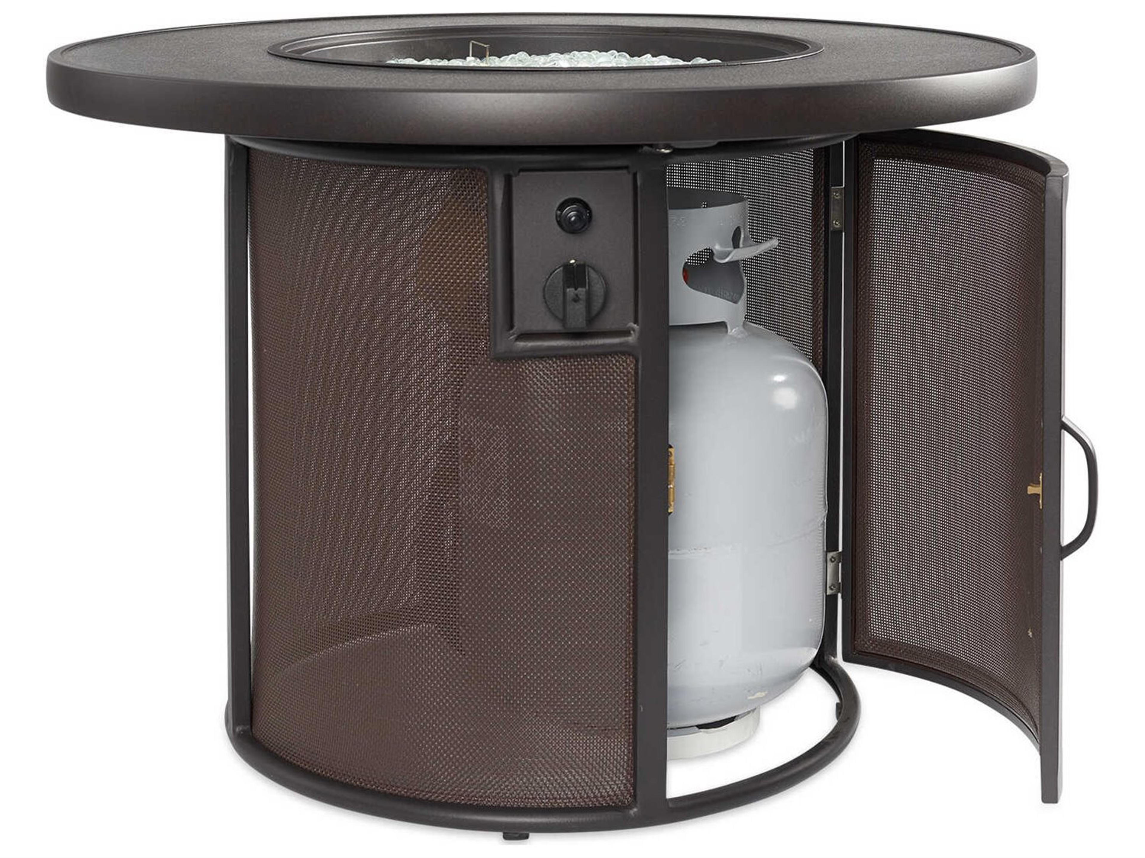 Outdoor Greatroom Stonefire Aluminum Brown Mesh Round Gas Fire Pit Table