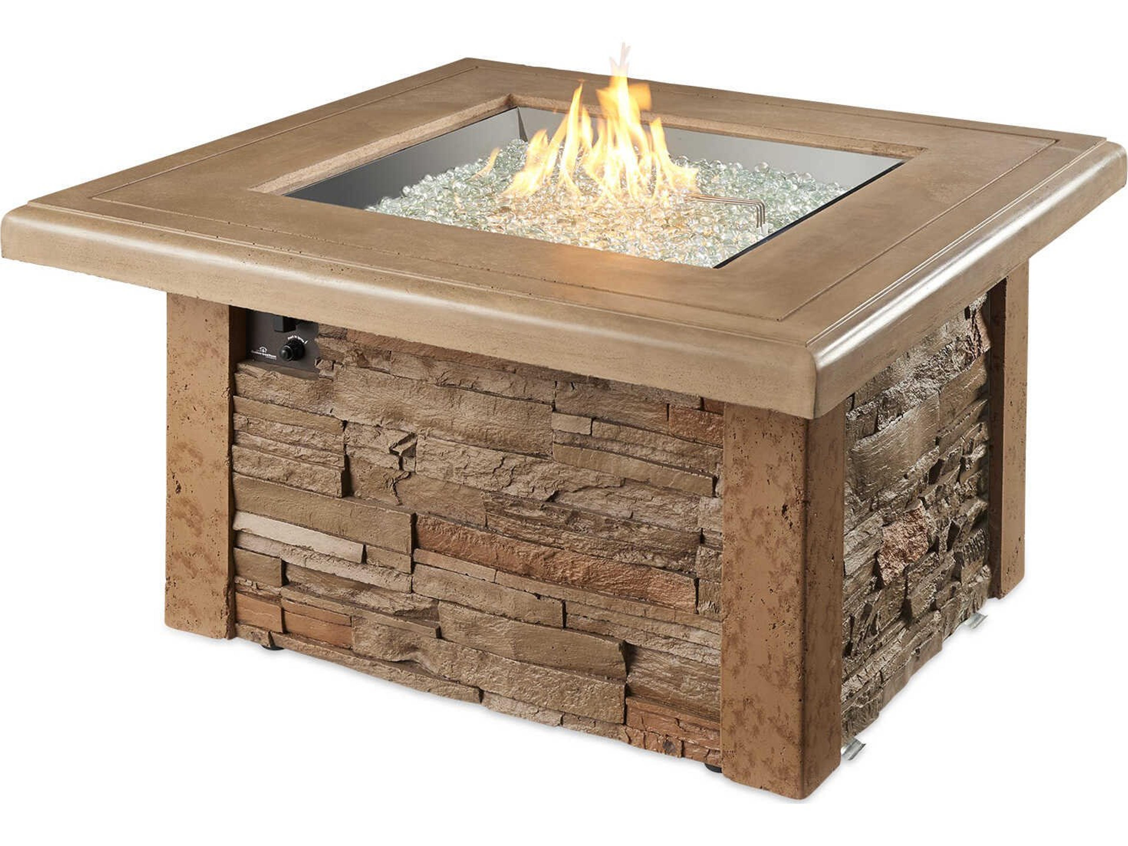 Outdoor Greatroom Sierra Concrete Mocha Square Gas Fire Pit Table