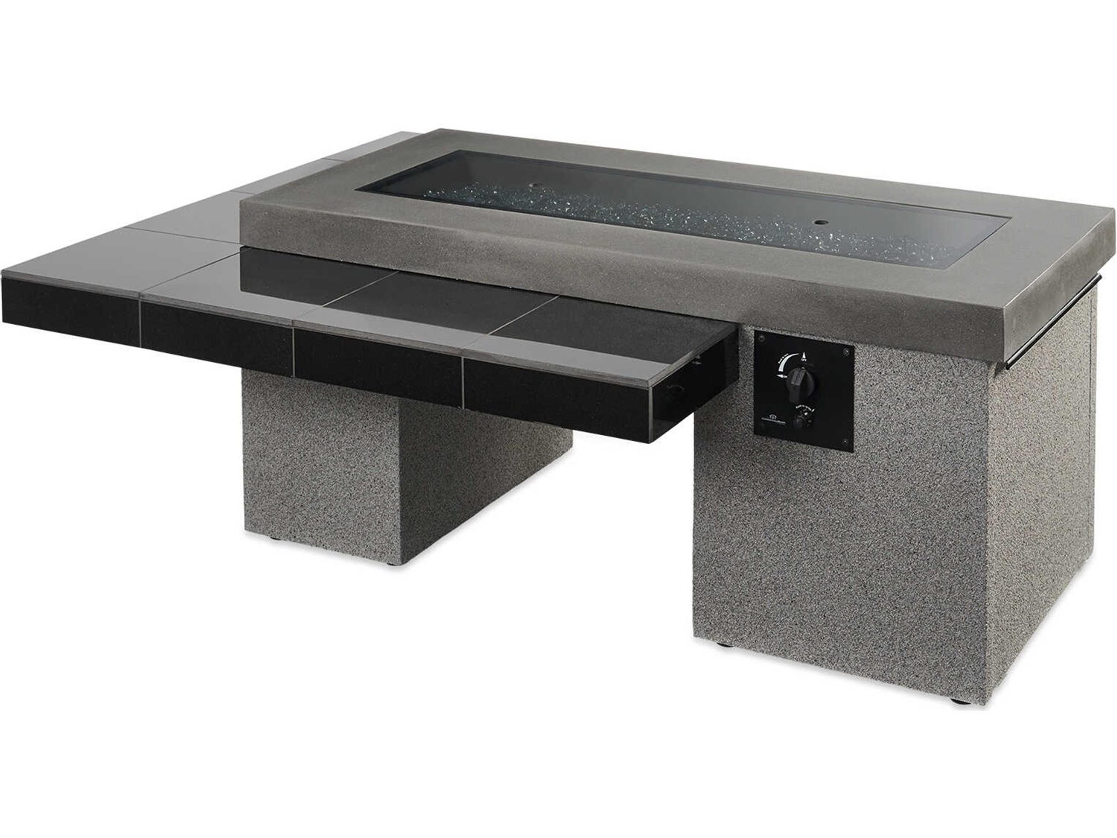 Uptown Granite Black Rectangular Crystal Fire Pit Table