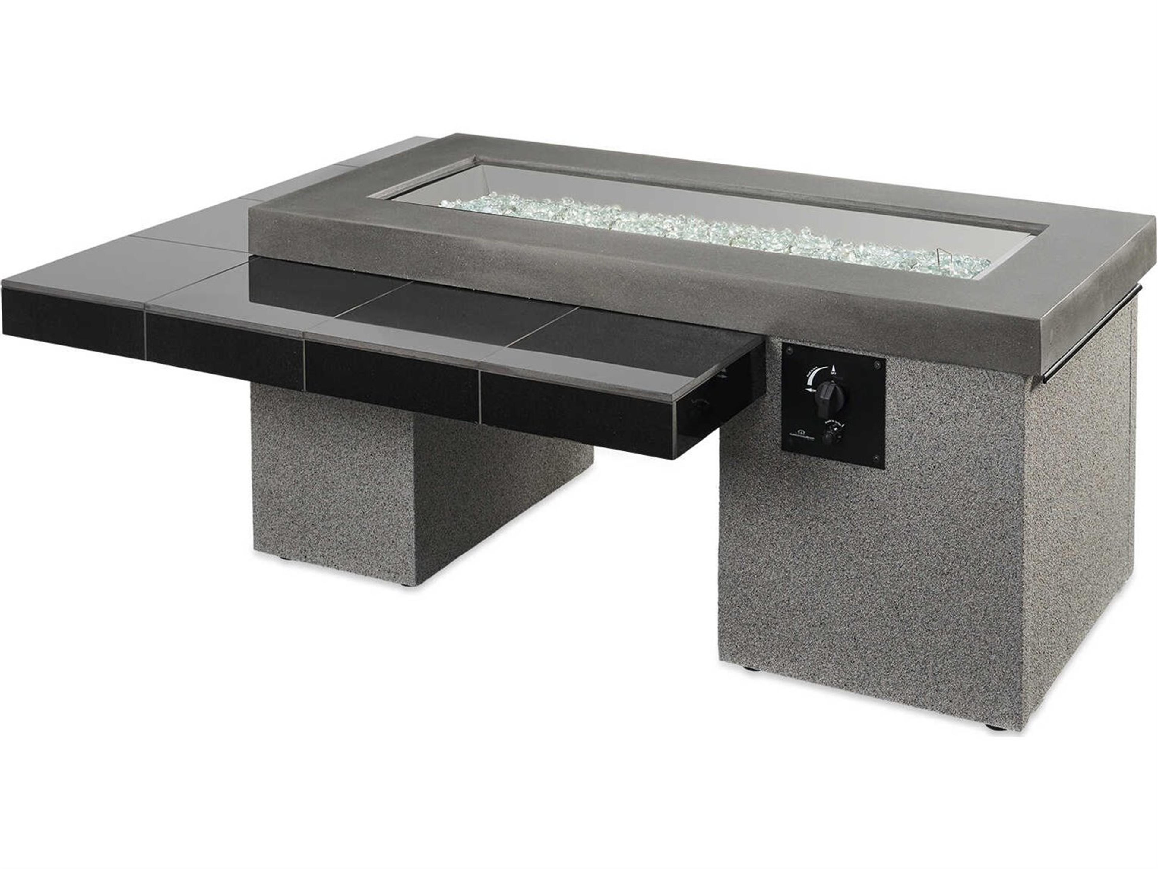 Outdoor Greatroom Uptown Granite Black Rectangular Crystal Fire Pit Table