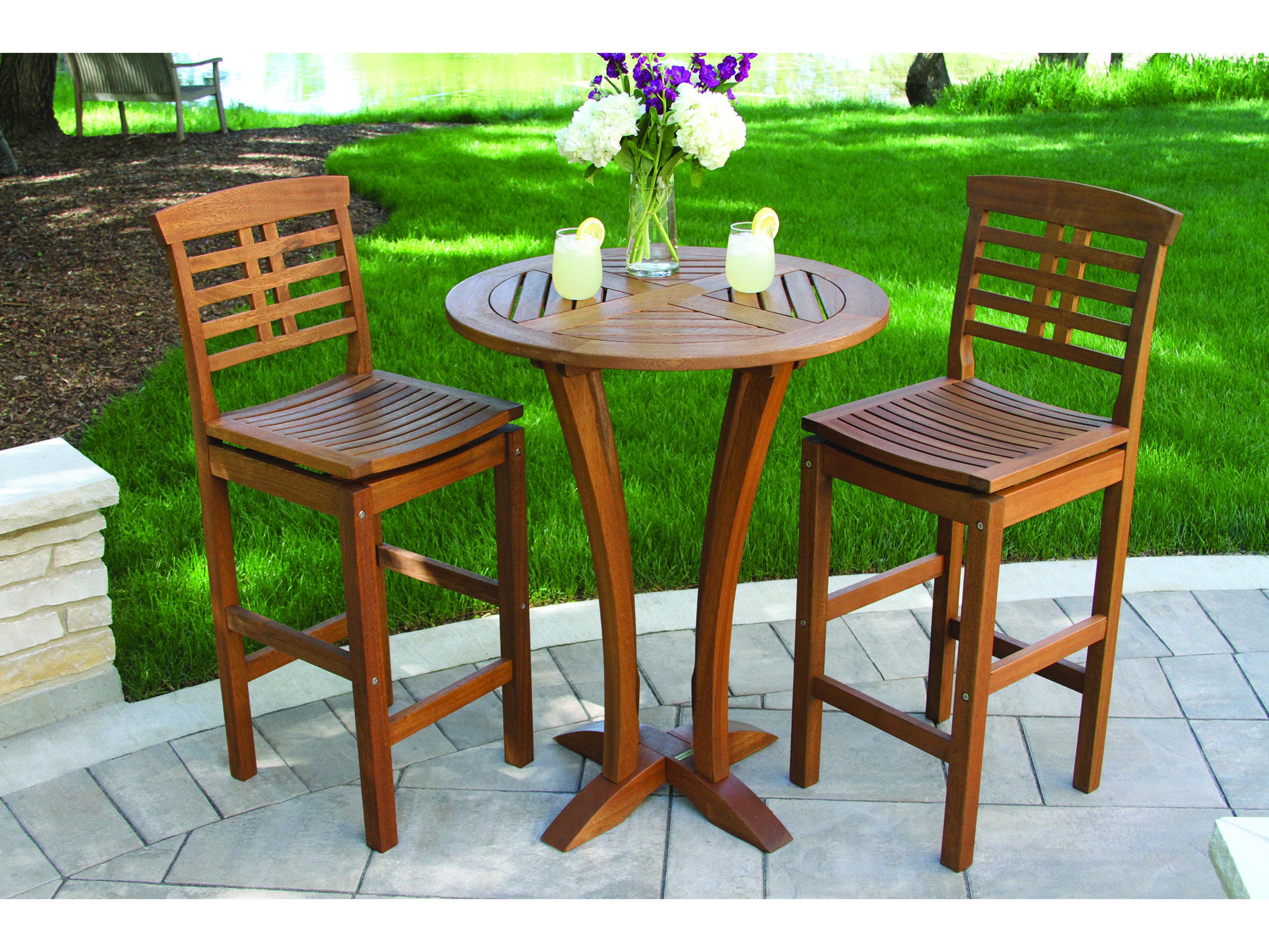 Outdoor Interiors Eucalyptus Deluxe Bar Table, 30" Dia.