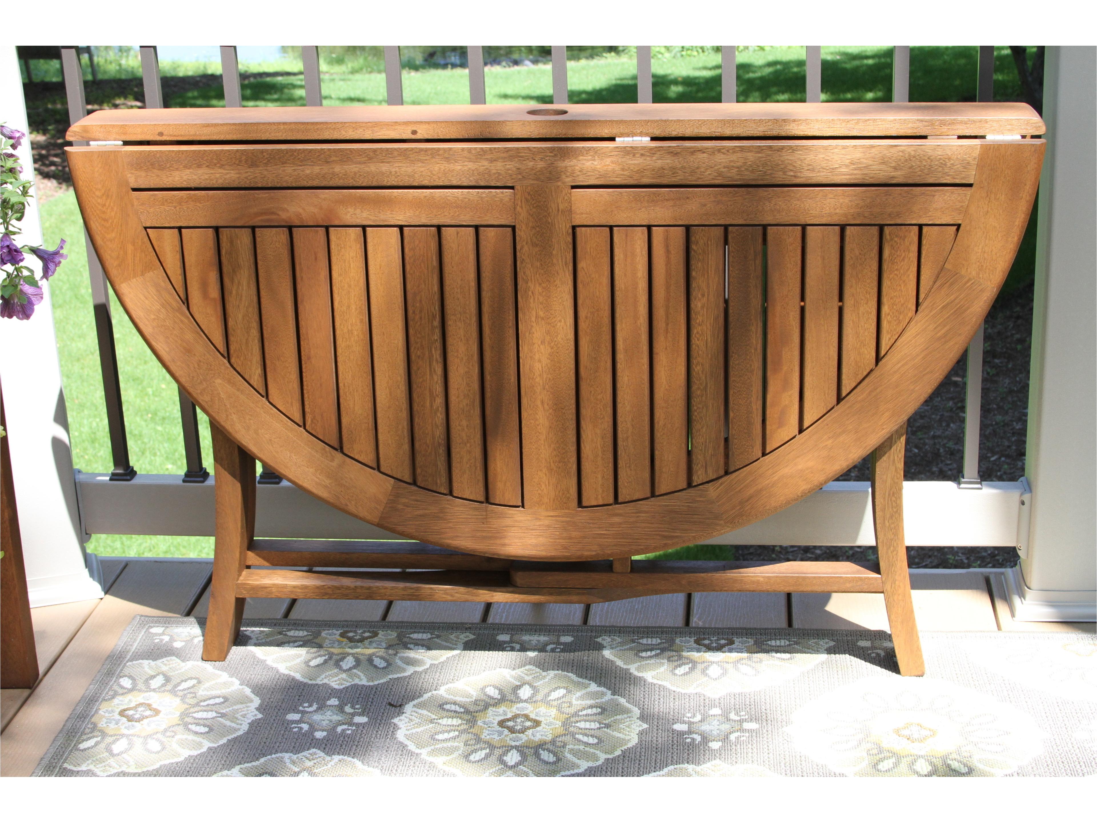 Outdoor Interiors Eucalyptus Folding Dining Table, 48" Dia.