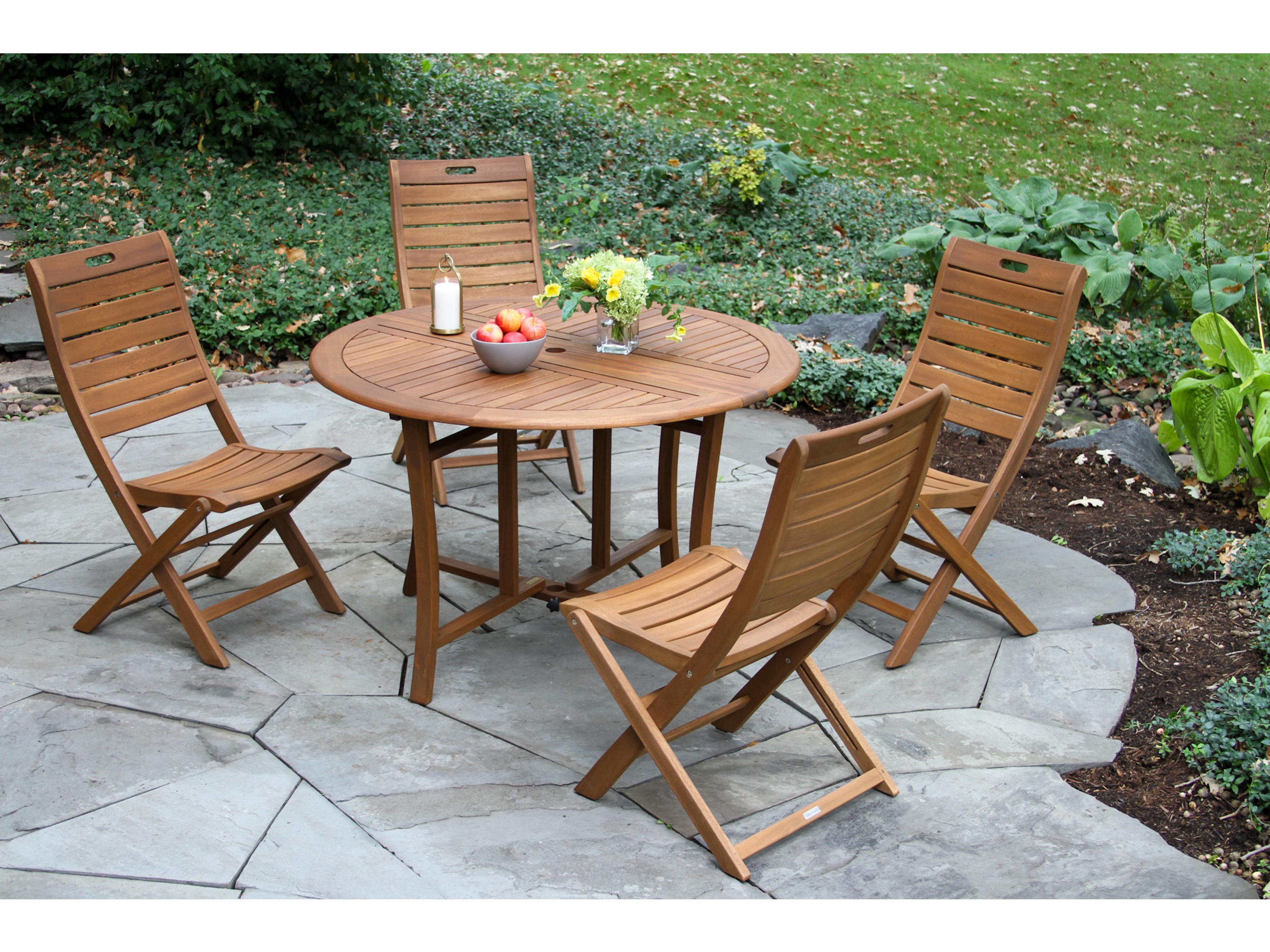 Outdoor Interiors Eucalyptus Folding Dining Table, 48" Dia.