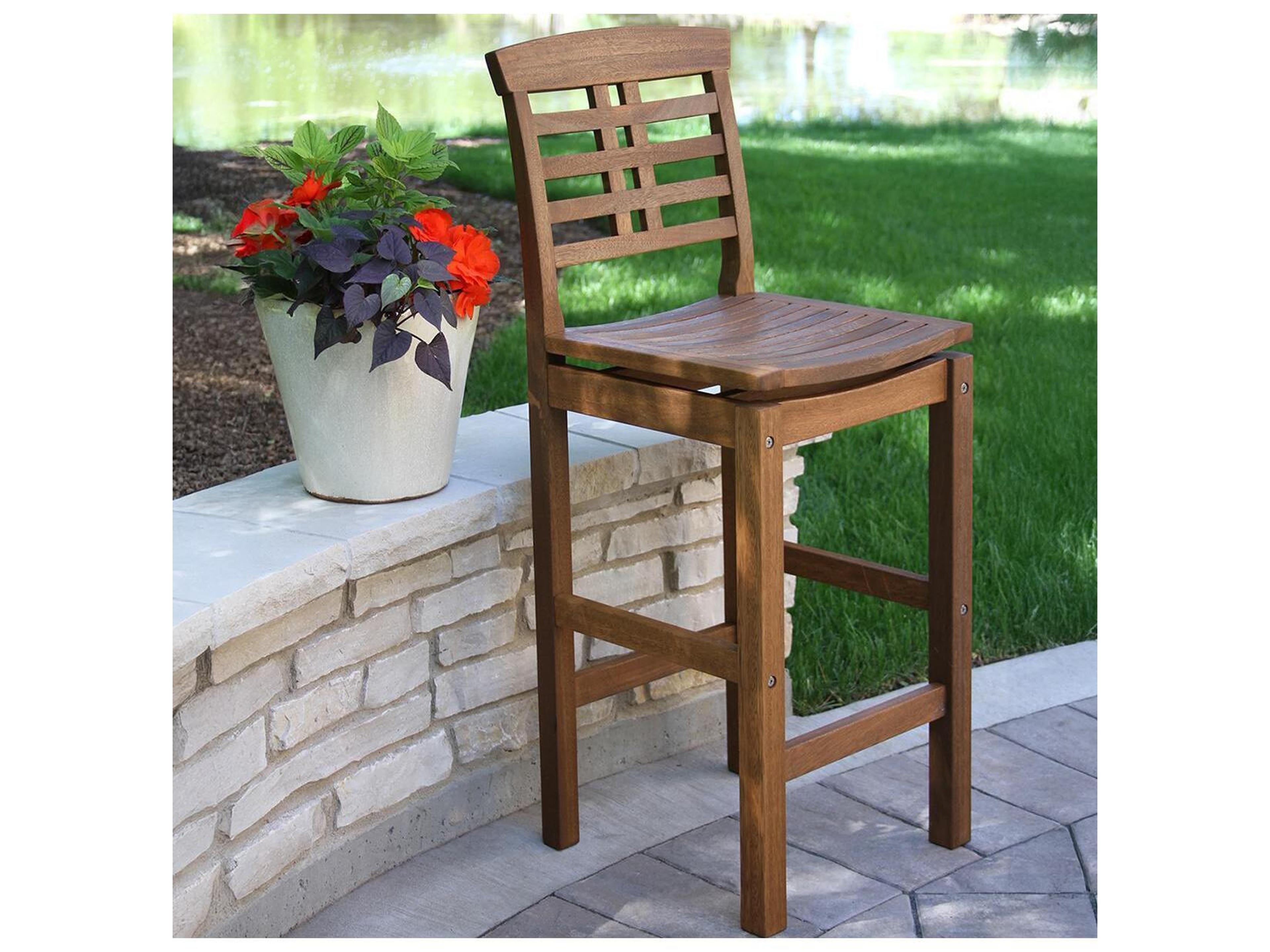 Outdoor Interiors Eucalytpus Bar Chair w Backrest