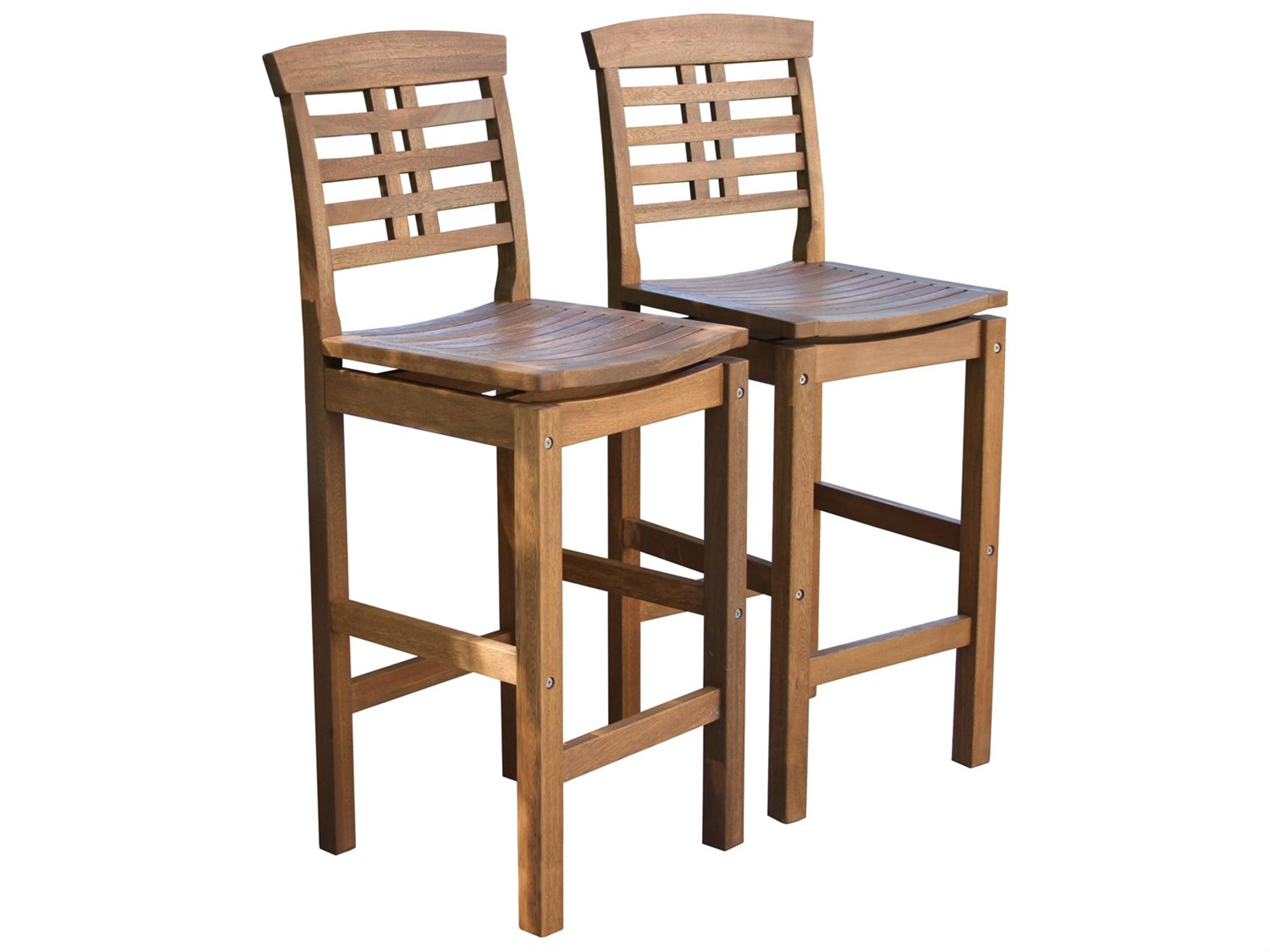 Outdoor Interiors Eucalytpus Bar Chair w Backrest