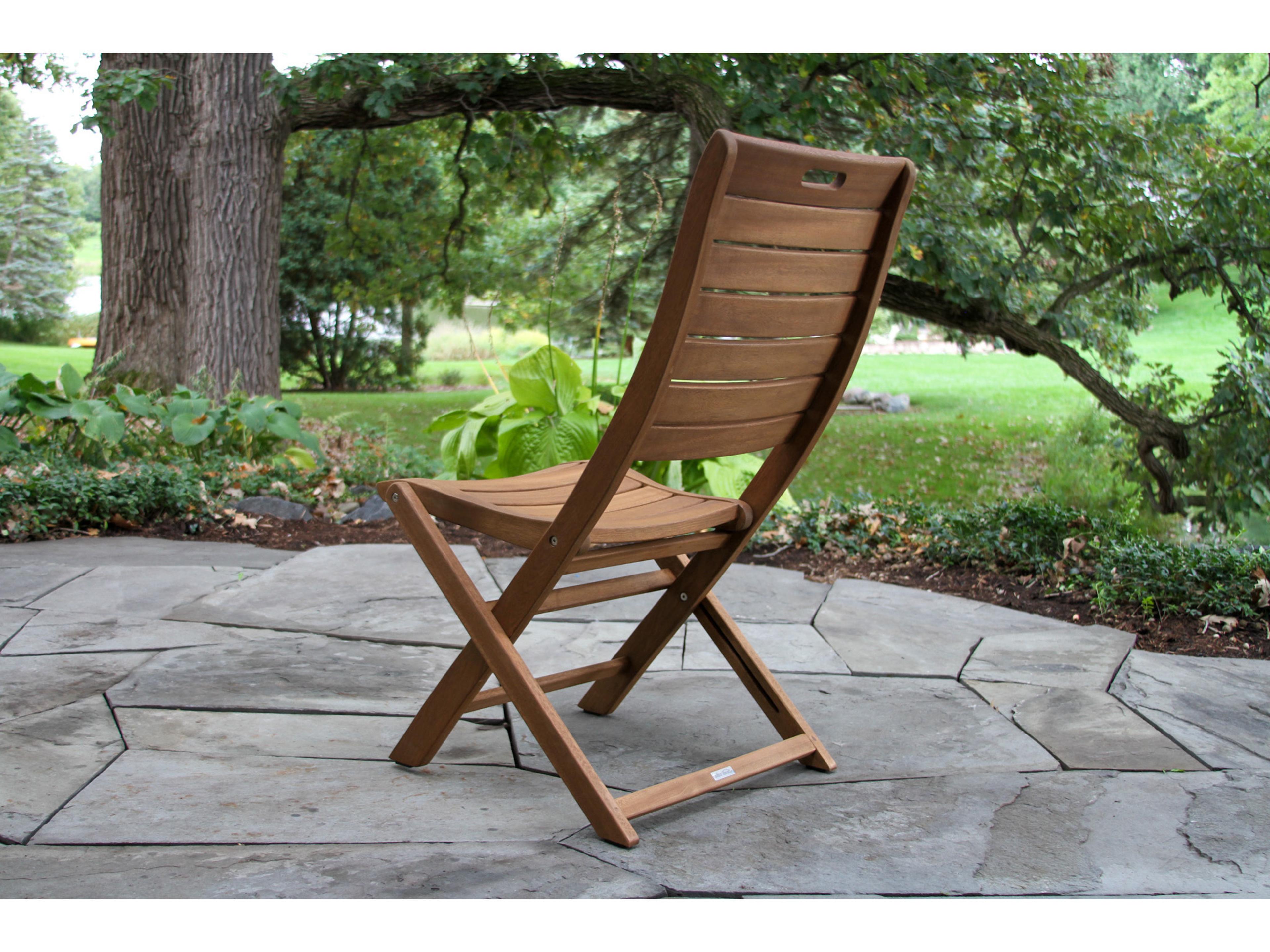 Outdoor Interiors Eucalyptus Folding Armless Chair (Price Includes Two)
