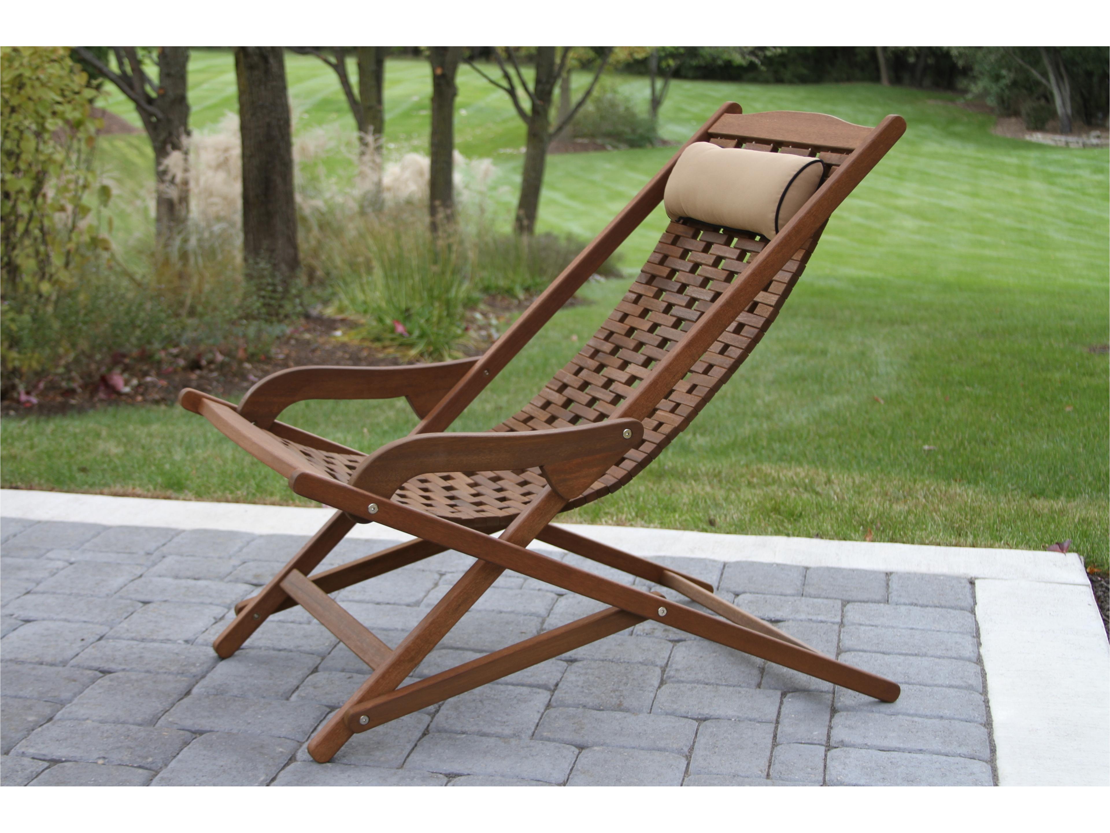 Outdoor Interiors The Original Eucalyptus Swing Lounger w Beige Pillow