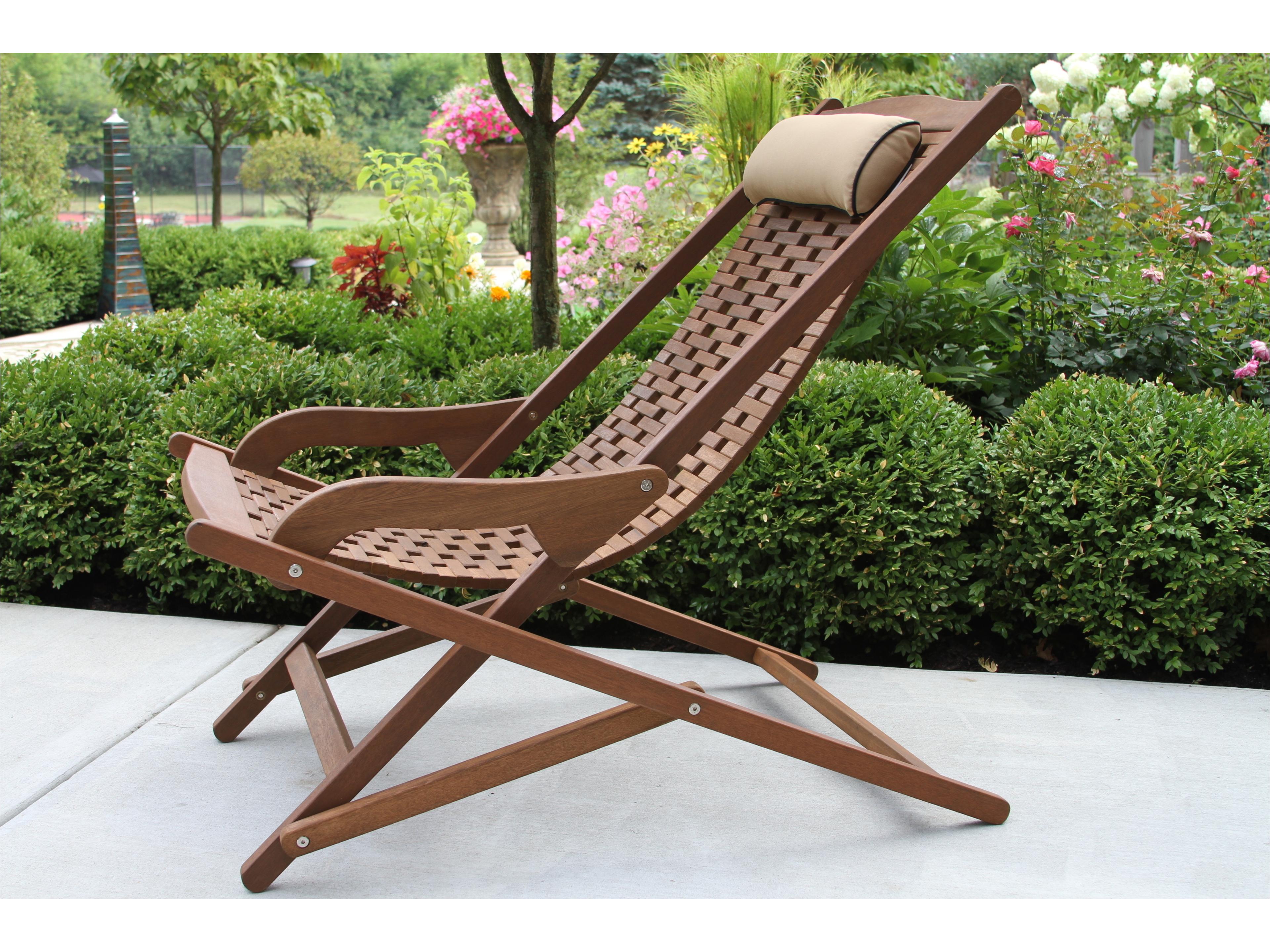 Outdoor Interiors The Original Eucalyptus Swing Lounger w Beige Pillow