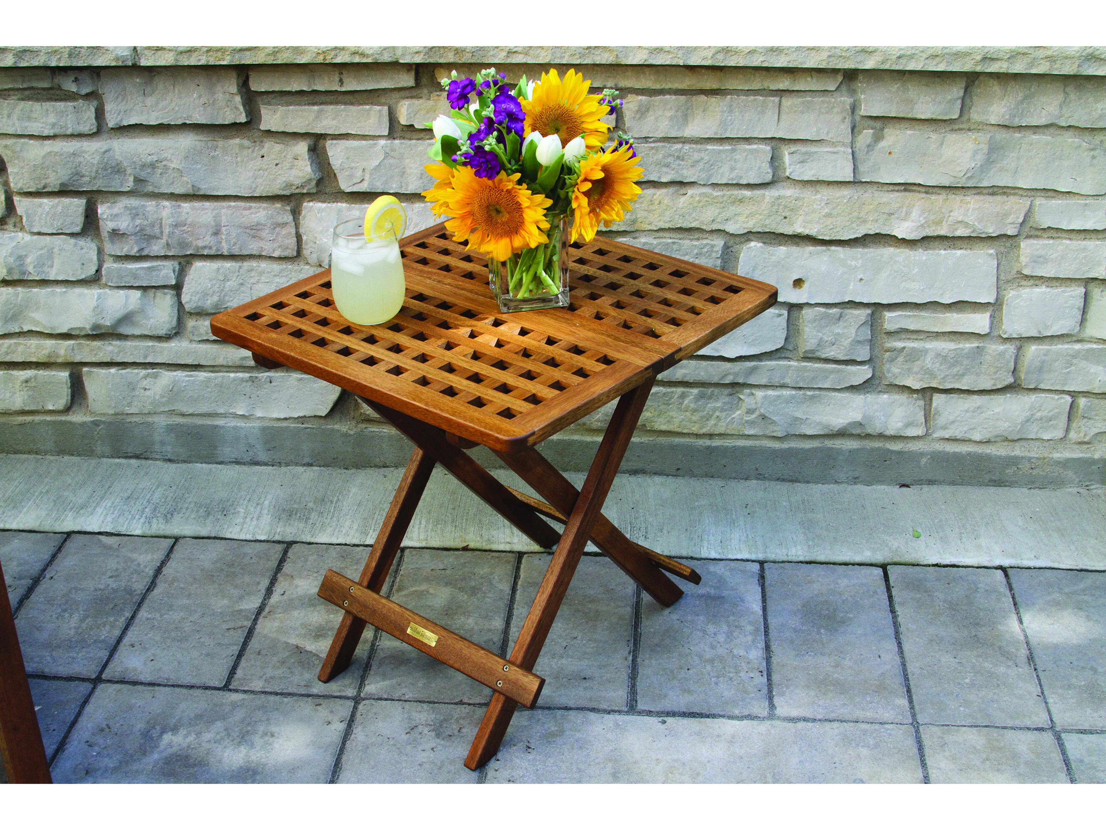 Outdoor Interiors Eucalyptus Folding Side Table