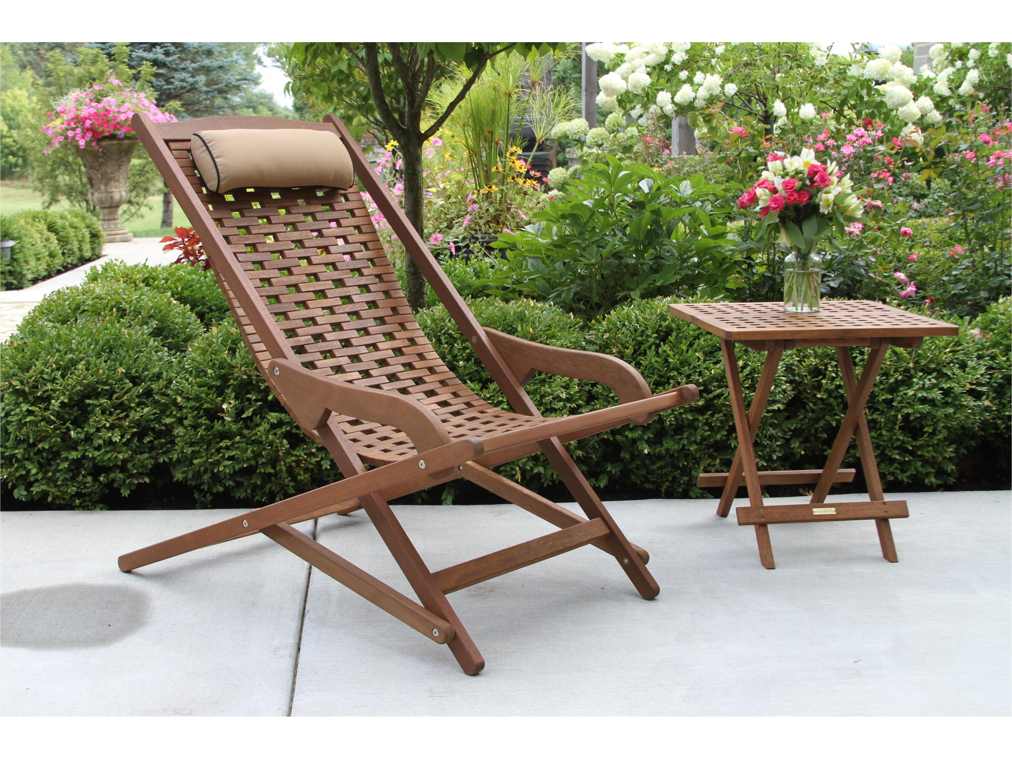 Outdoor Interiors Eucalyptus Folding Side Table