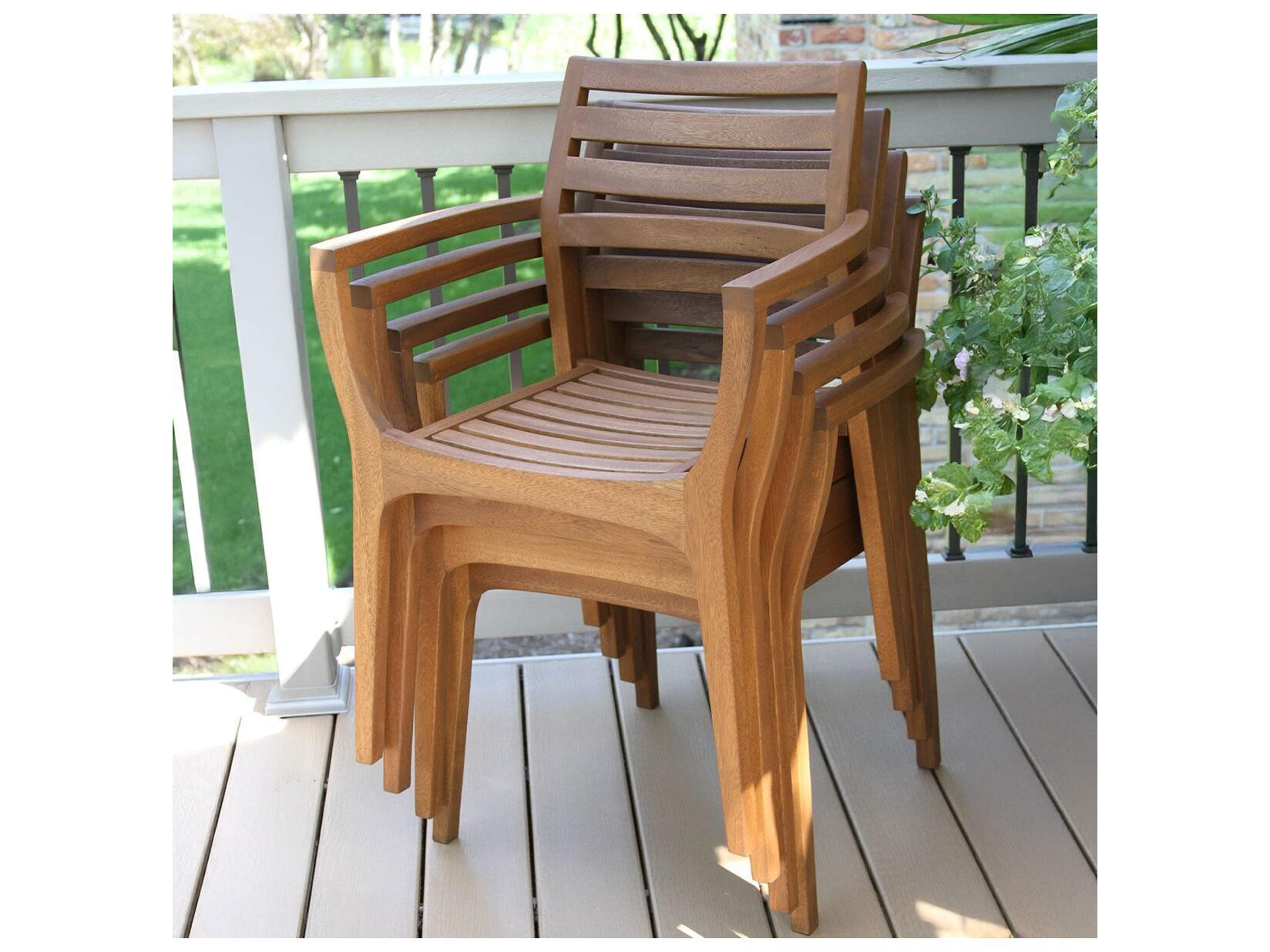 Outdoor Interiors Eucalyptus Danish Stacking Chairs (Price Includes Four)