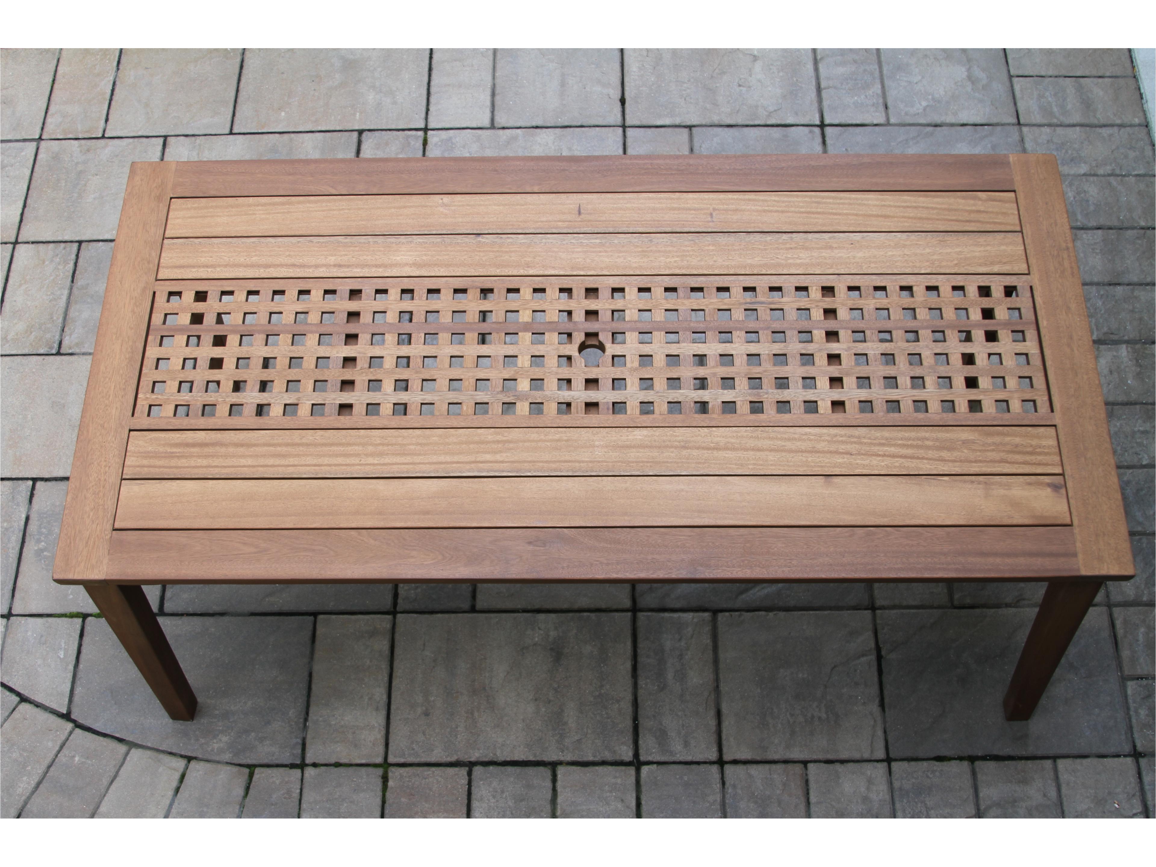 Outdoor Interiors Eucalytpus Rectangle Checkerboard Dining Table, 76" x 38"