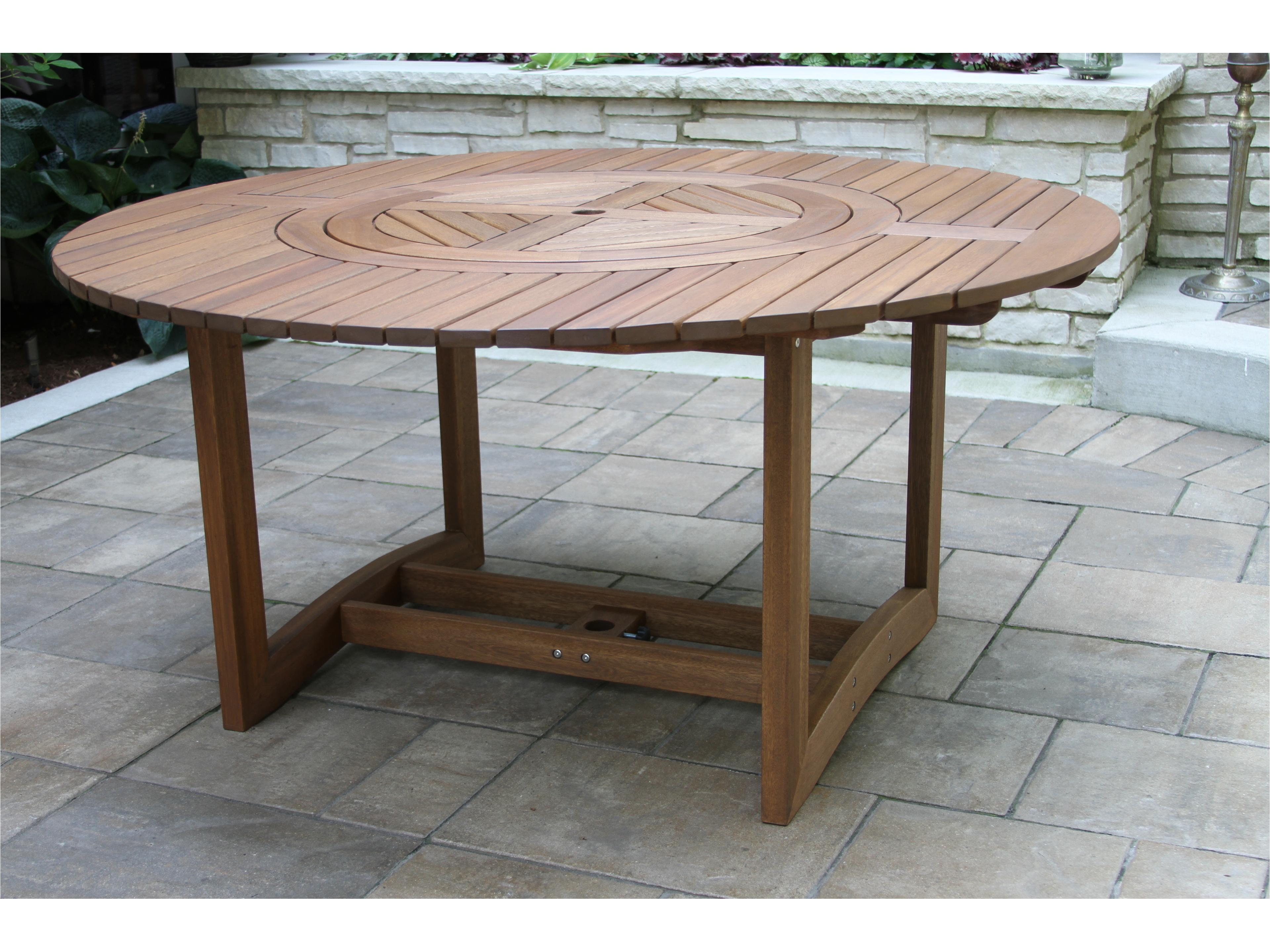 Outdoor Interiors Eucalyptus Lazy Susan Lrg. Round Dining Table, 60" Dia.