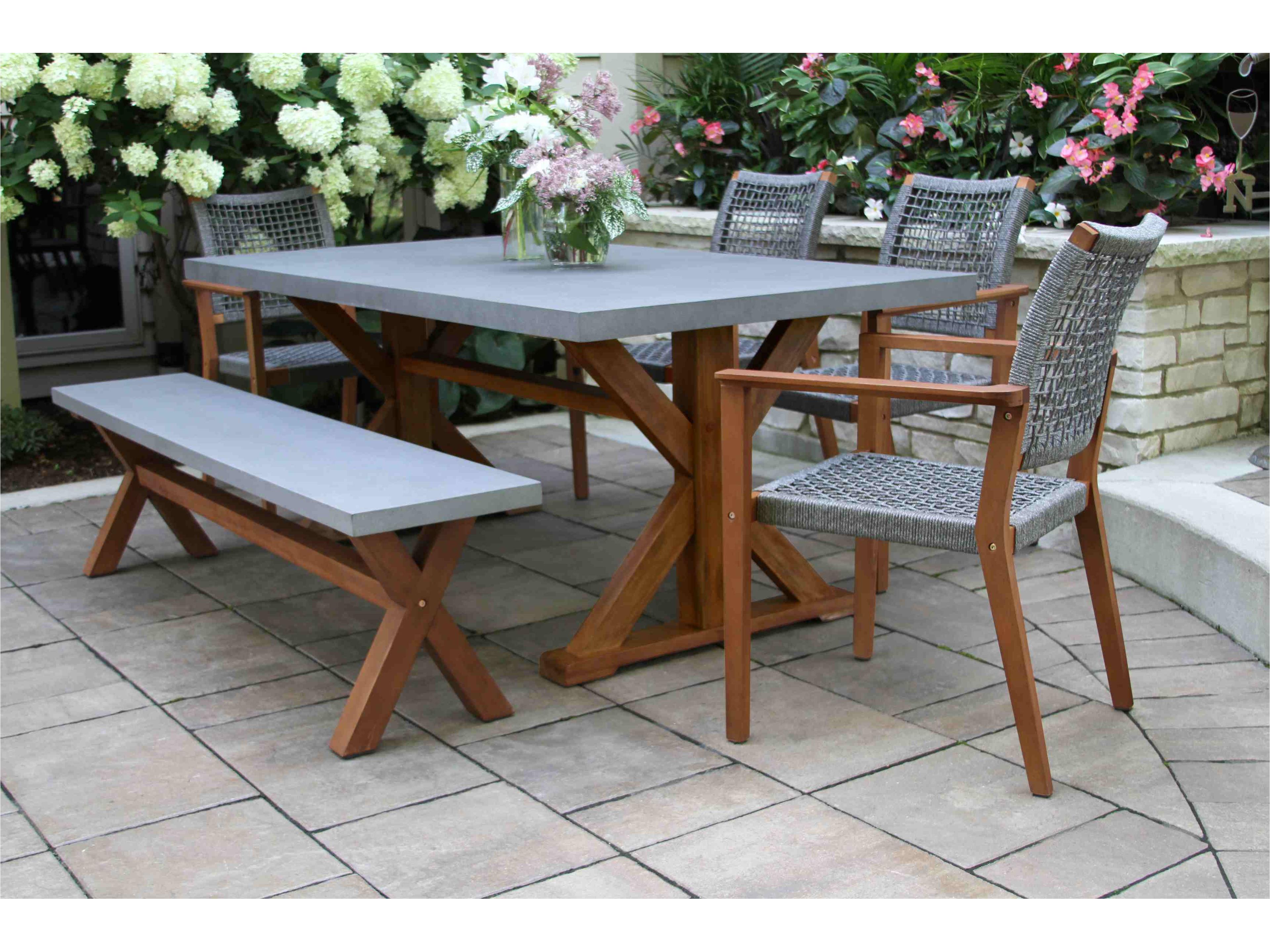 Outdoor Interiors Eucalyptus & Grey Composite Rectangle Dining Table, 74" x 38"