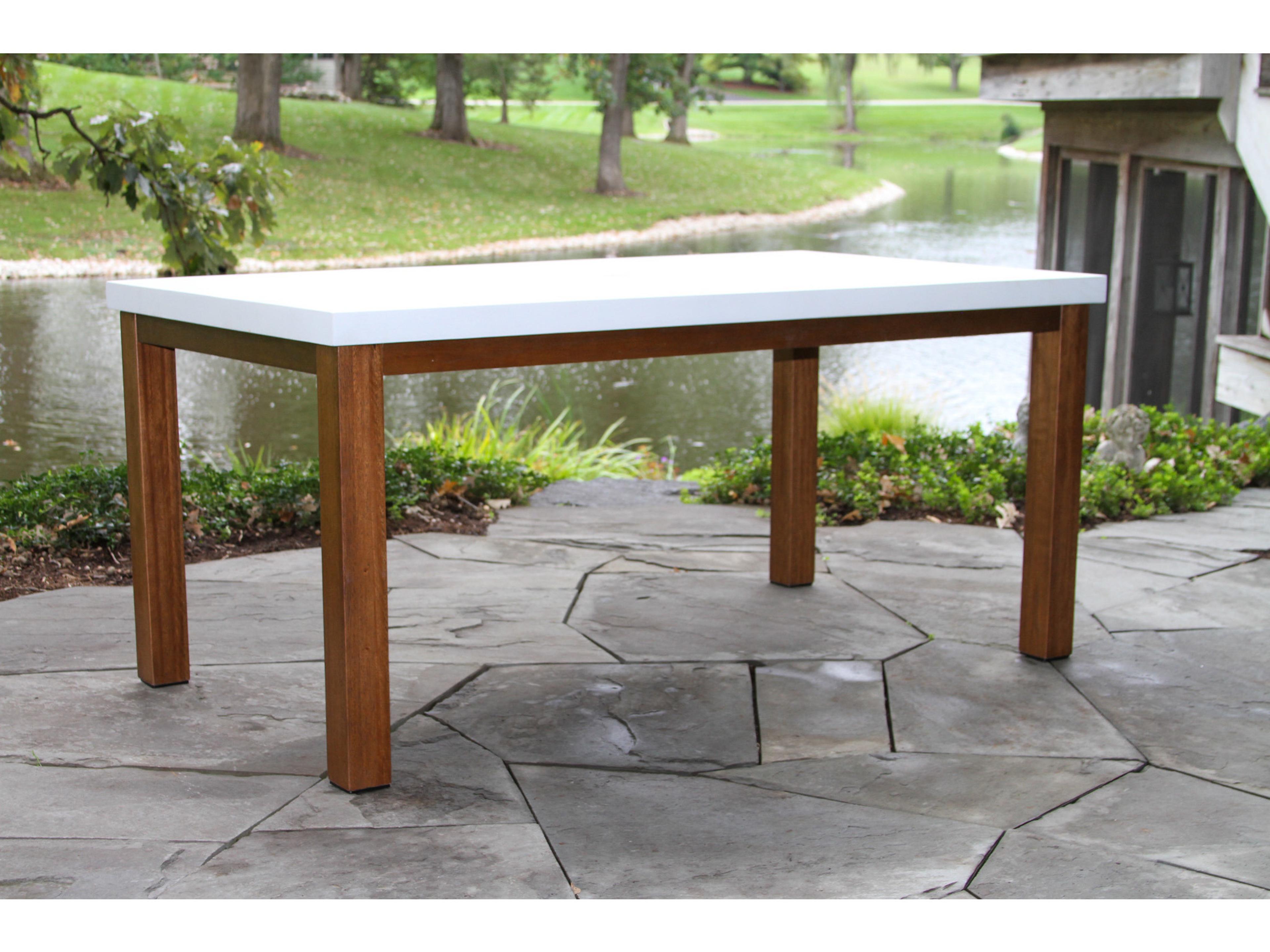 Outdoor Interiors Eucalyptus & Ivory Composite Rectangle Dining Table, 68" x 38"