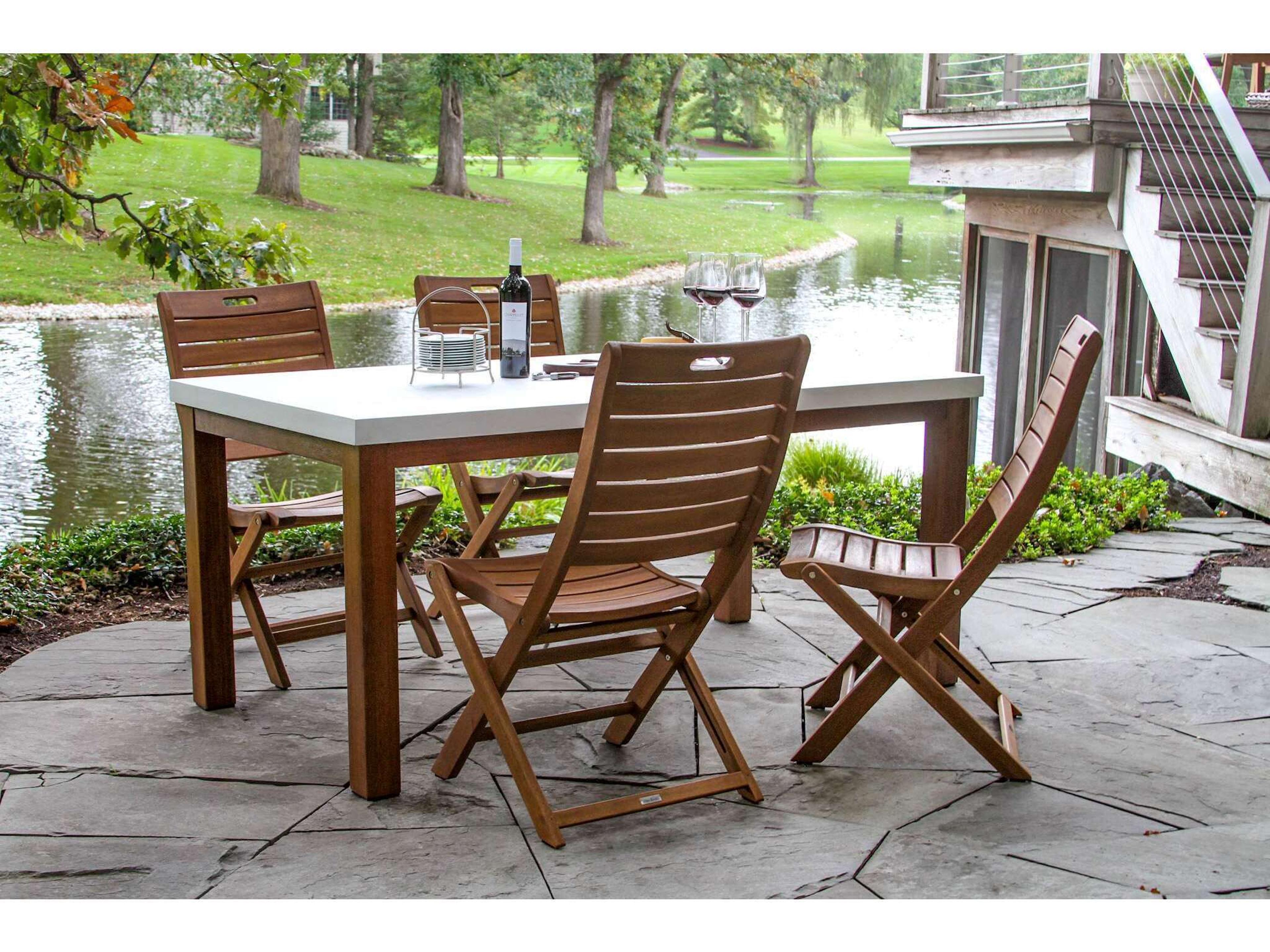 Outdoor Interiors Eucalyptus & Ivory Composite Rectangle Dining Table, 68" x 38"