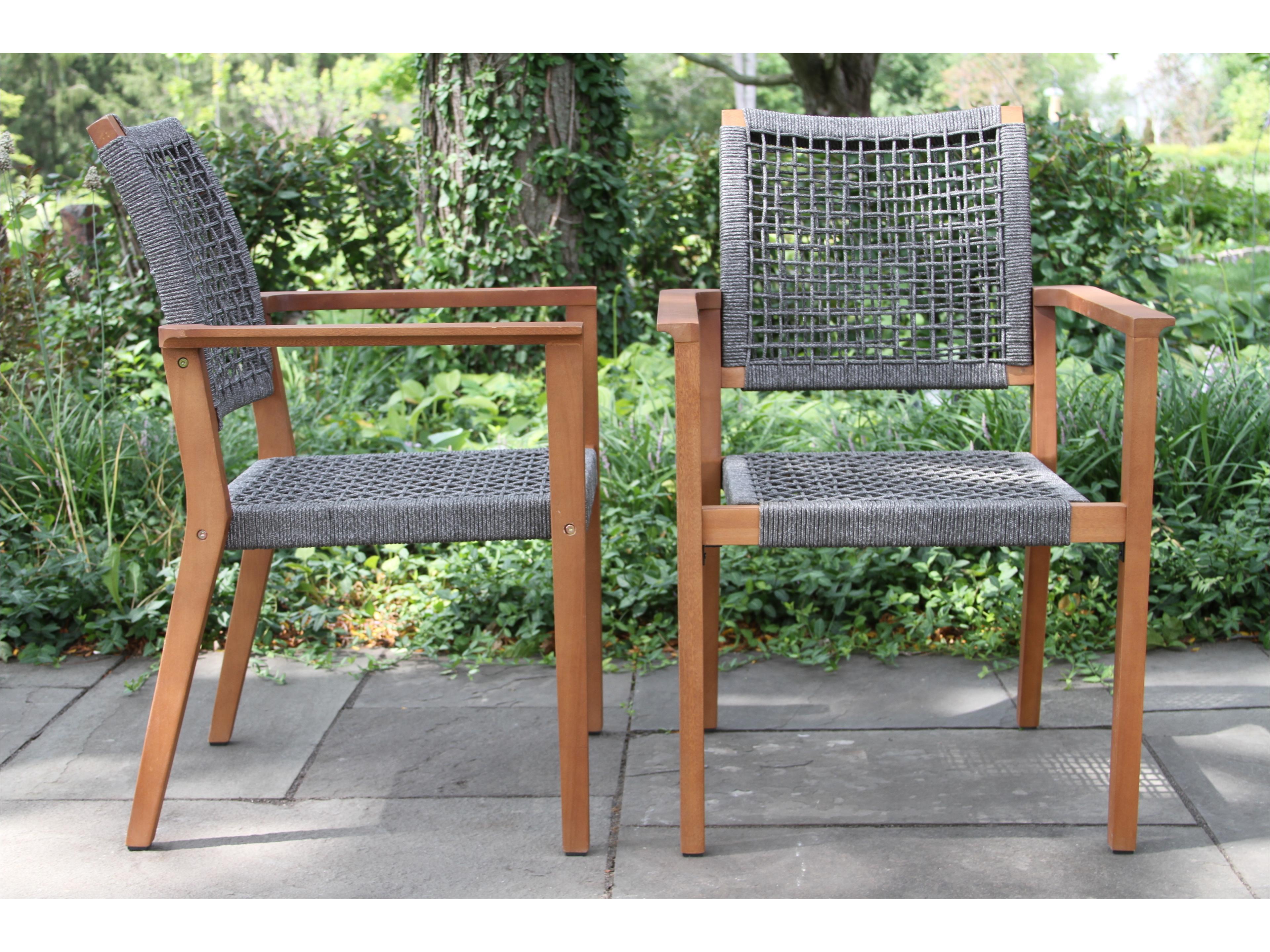 Outdoor Interiors Eucalyptus & Grey Rope Stacking Chair (Price Includes Two)