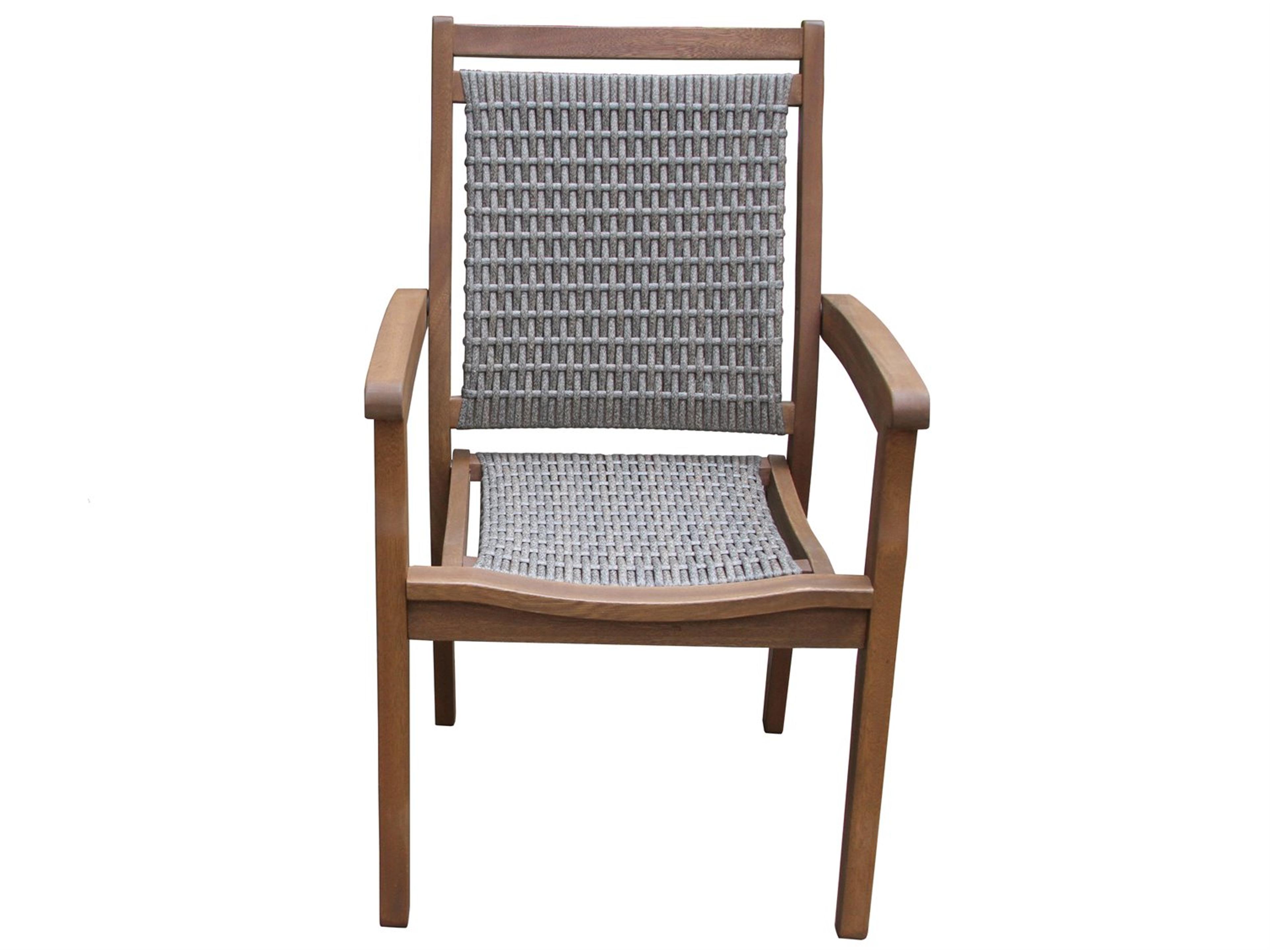 Grey Stackable Wicker & Eucalyptus Arm Chair