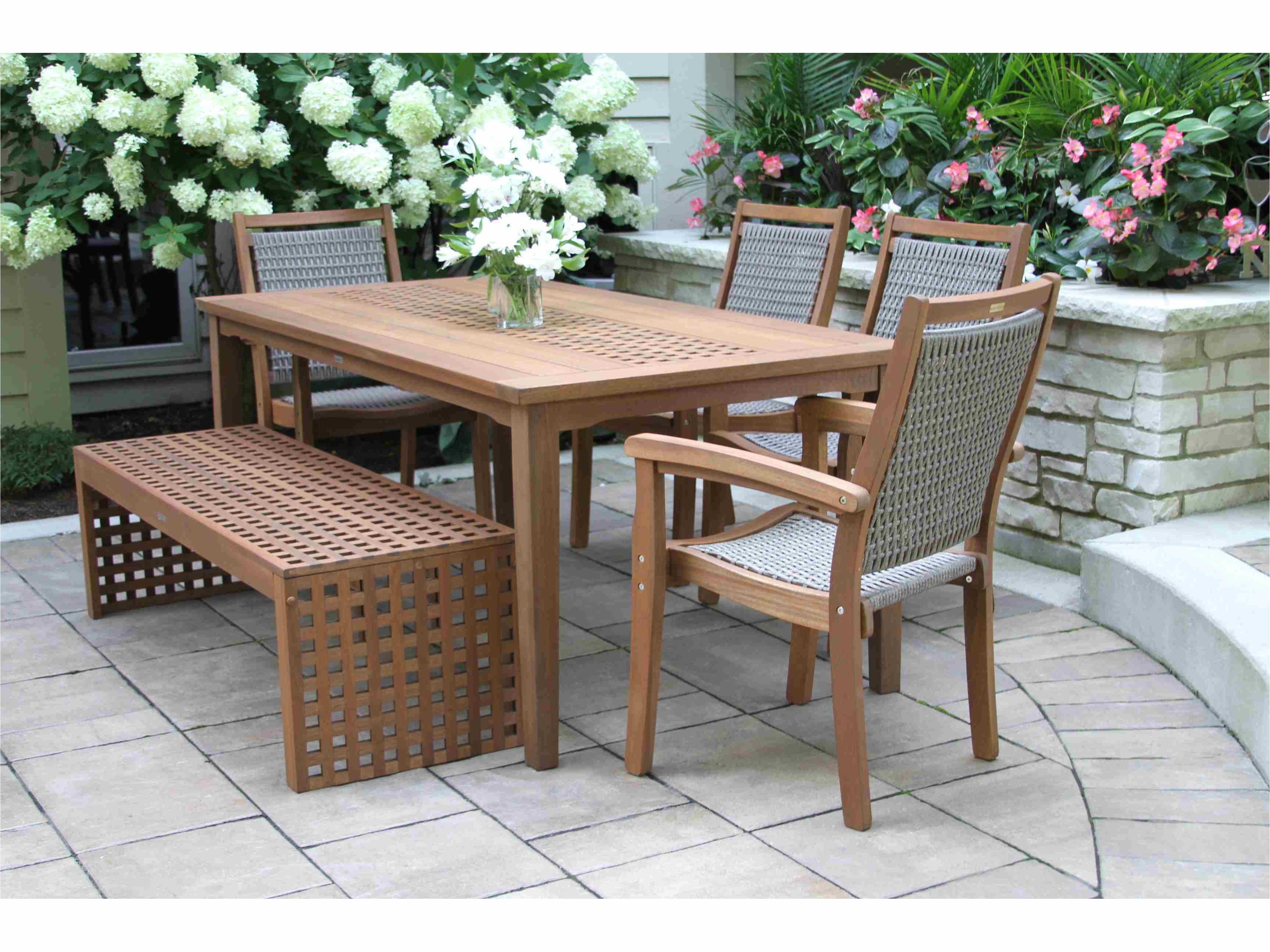 Outdoor Interiors Grey Stackable Wicker & Eucalyptus Arm Chair