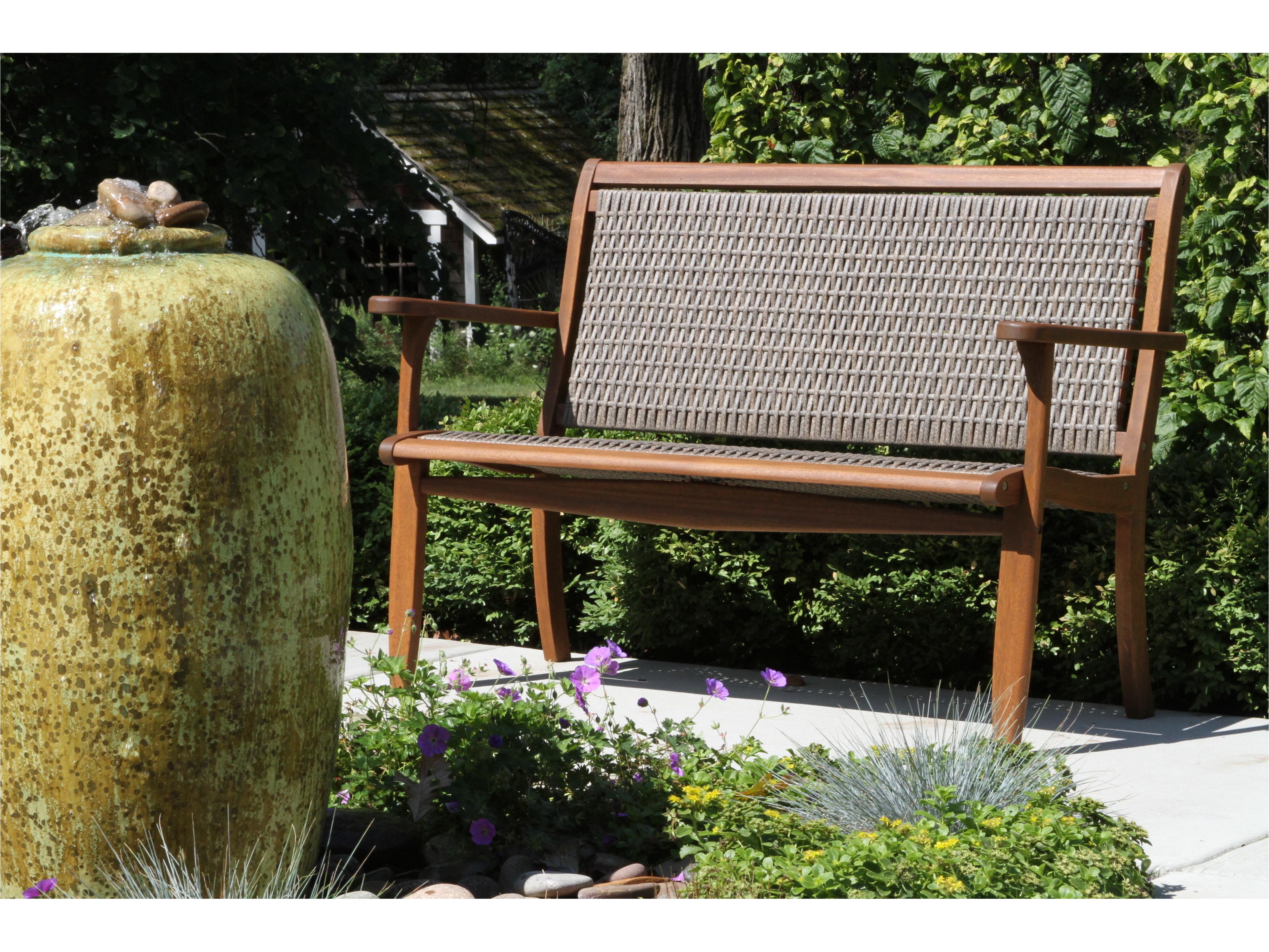 Outdoor Interiors Eucalyptus & Driftwood Grey Wicker Bench