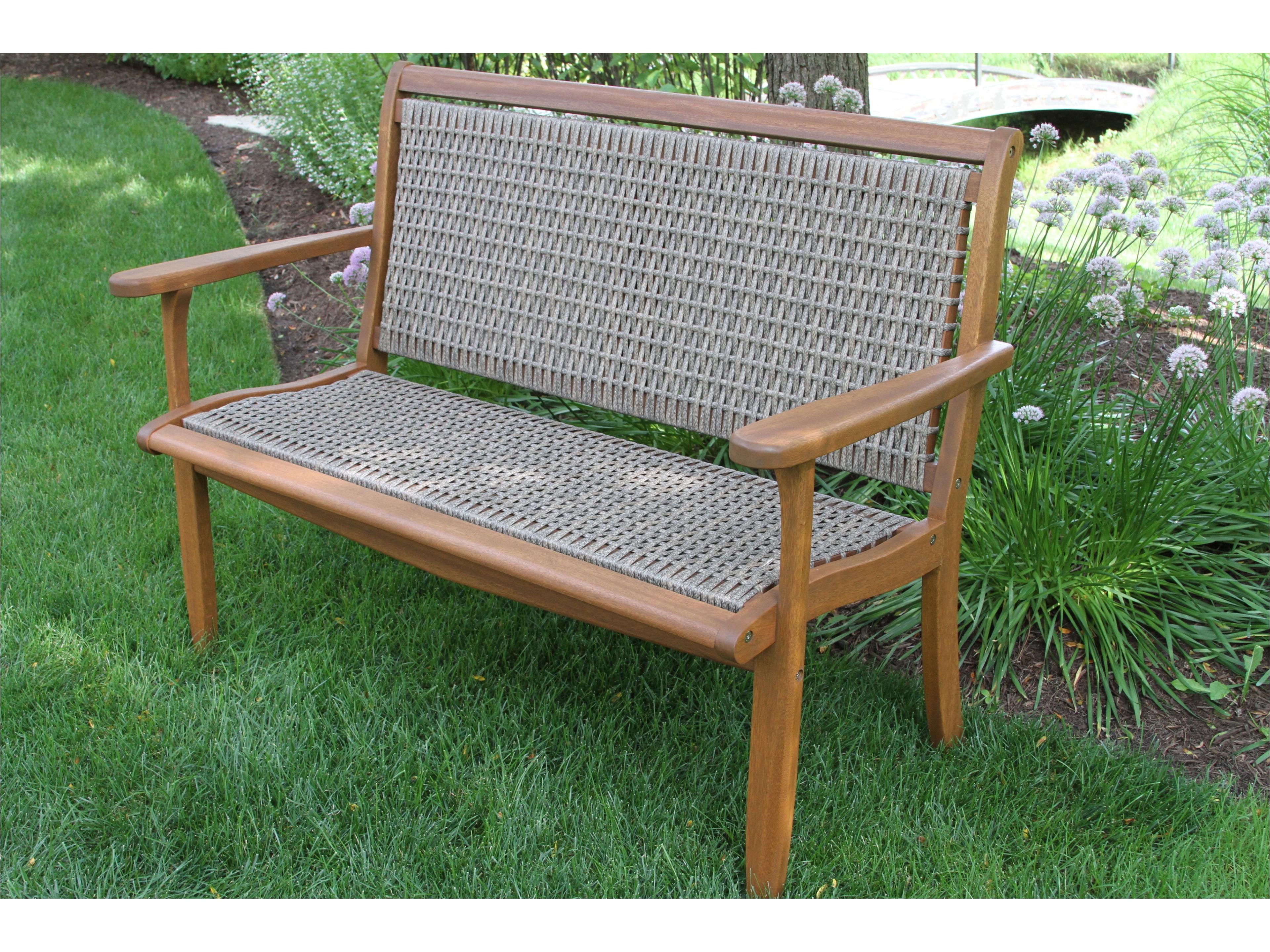 Outdoor Interiors Eucalyptus & Driftwood Grey Wicker Bench