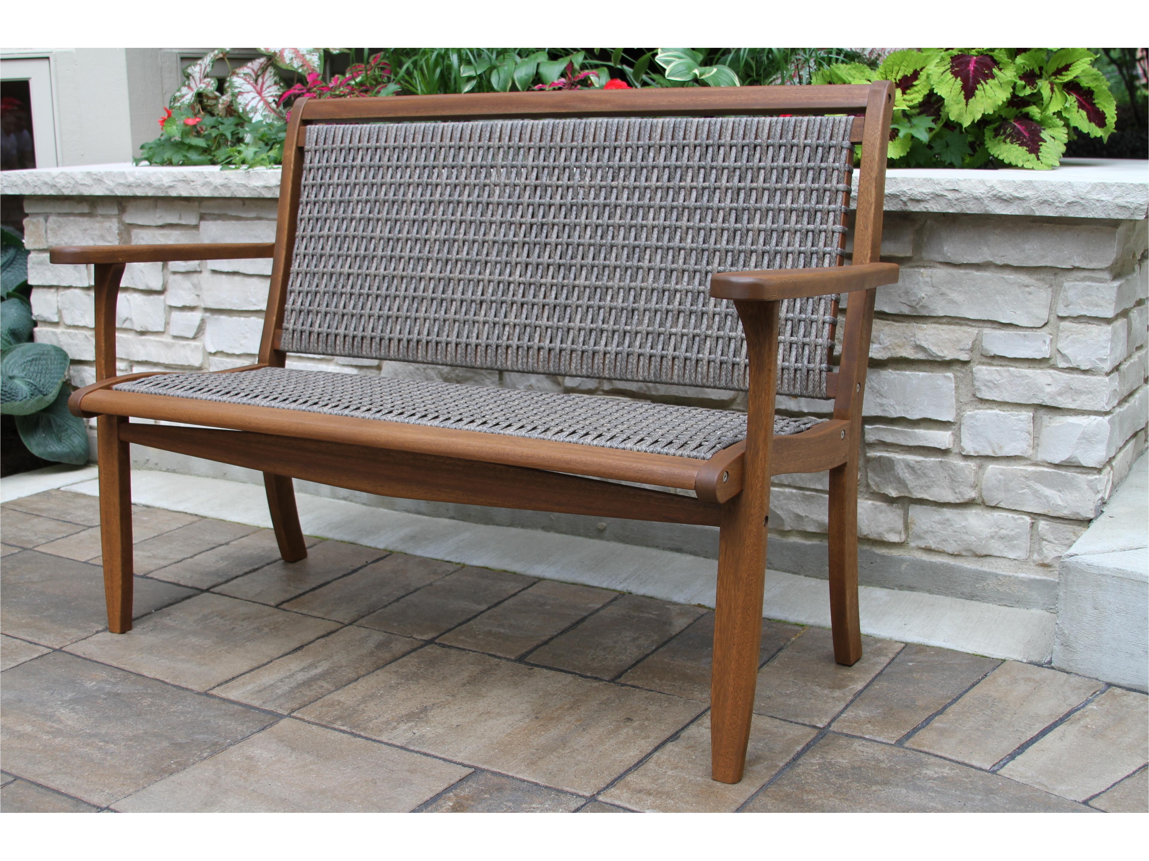 Outdoor Interiors Eucalyptus & Driftwood Grey Wicker Bench