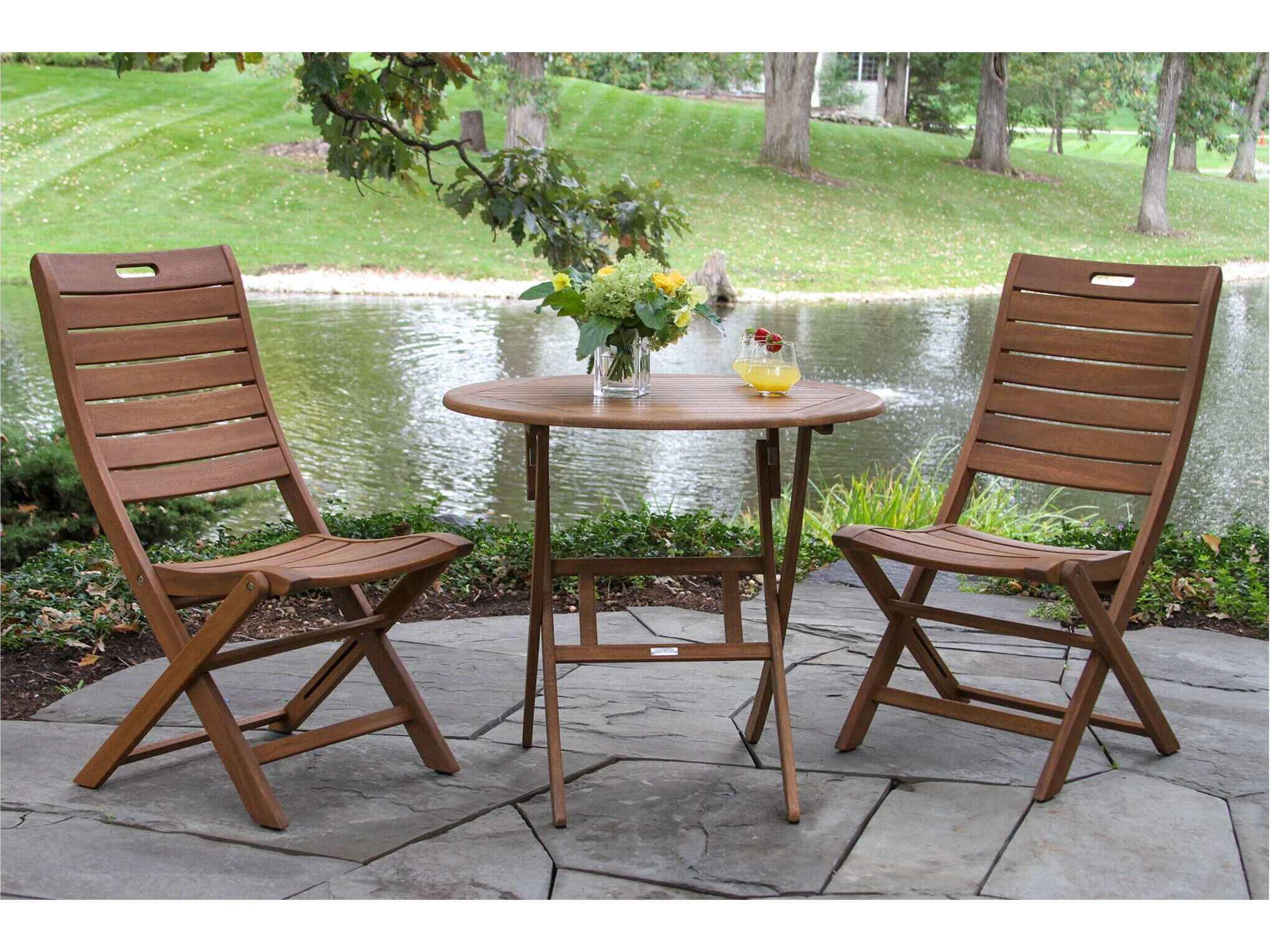 Outdoor Interiors Eucalyptus Folding Bistro Table, 30" Dia.