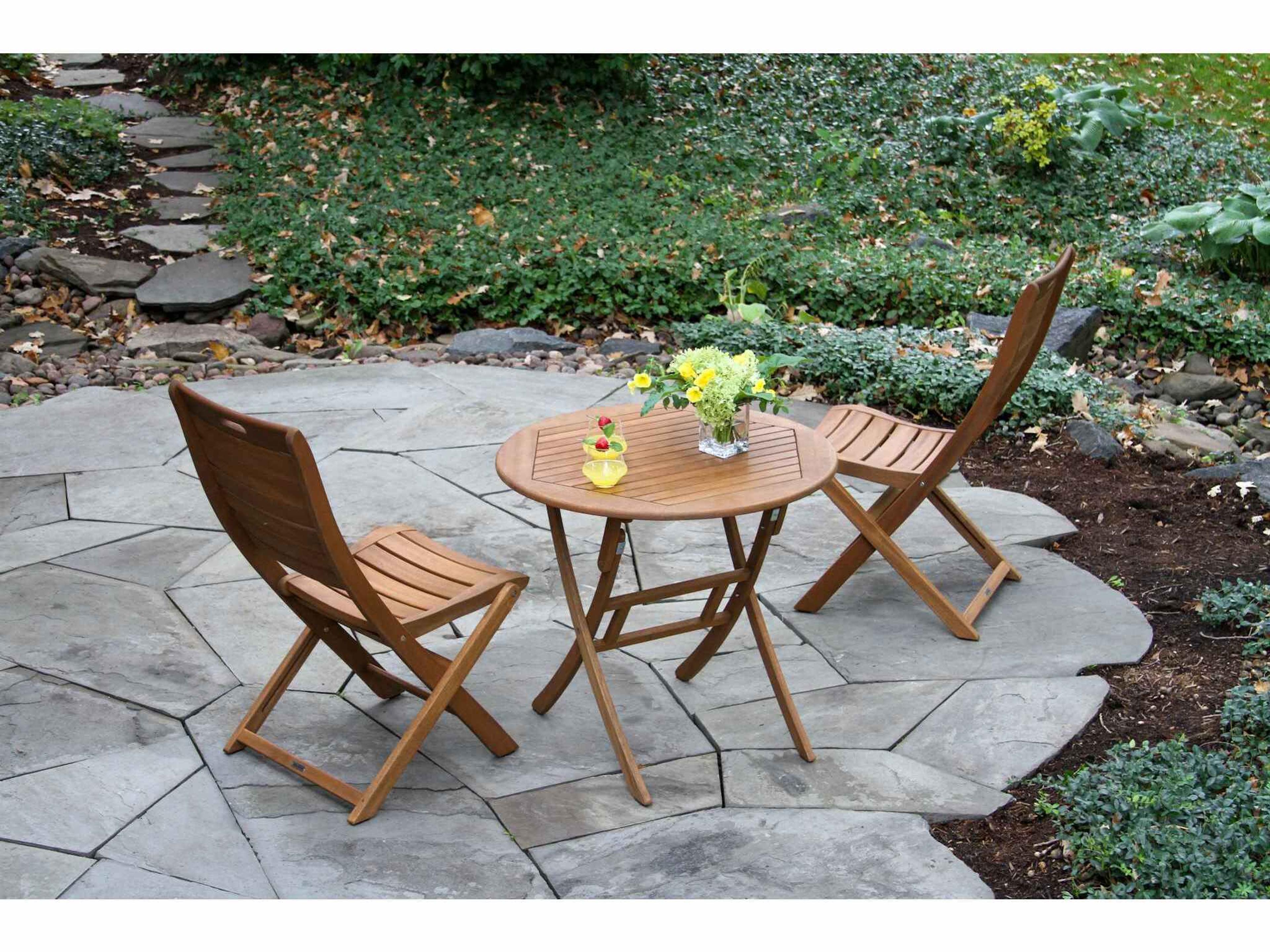 Outdoor Interiors Eucalyptus Folding Bistro Table, 30" Dia.