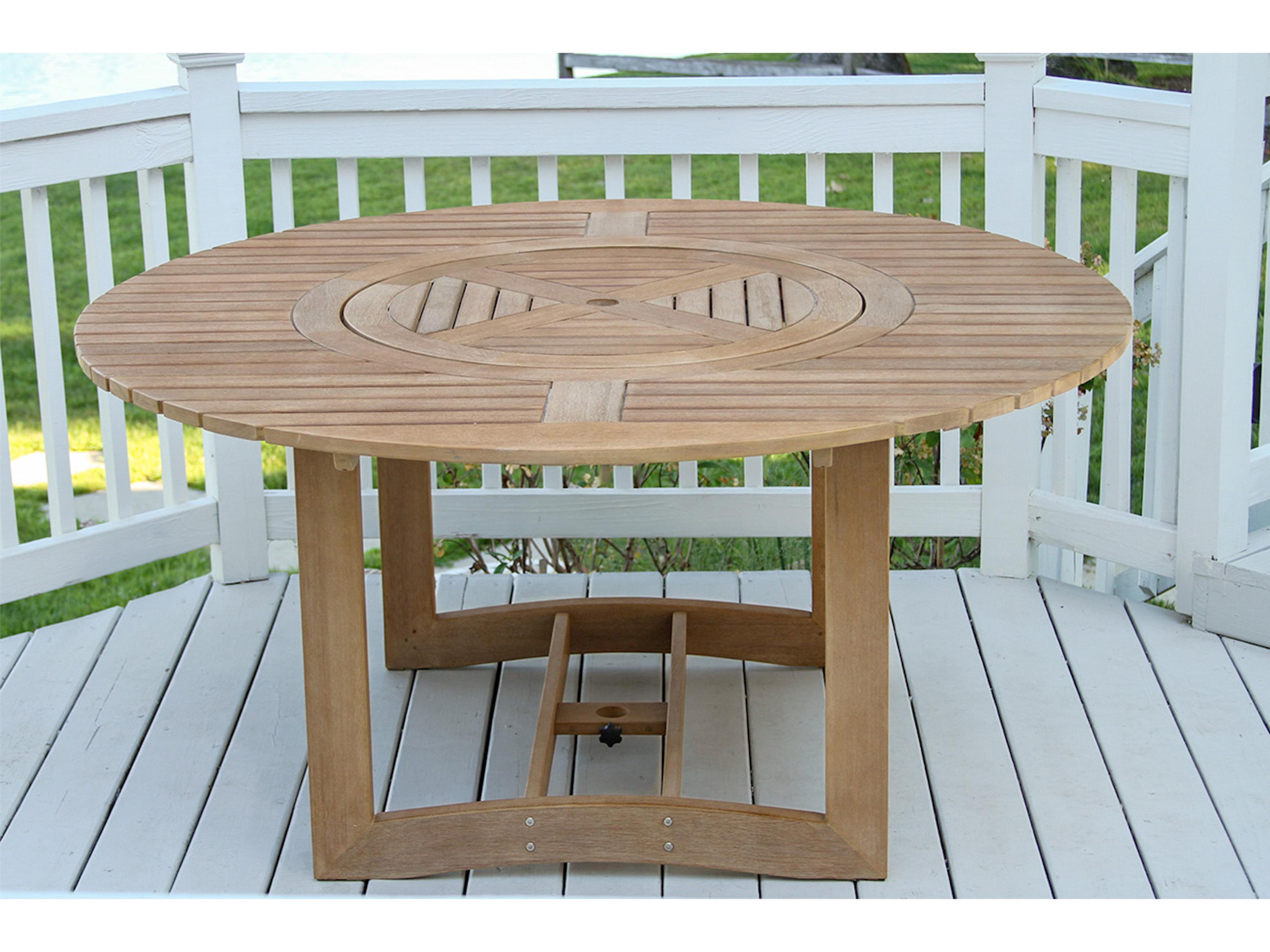 Outdoor Interiors Antique Wash Lazy Susan Lrg. Round Dining Table, 63" Dia.