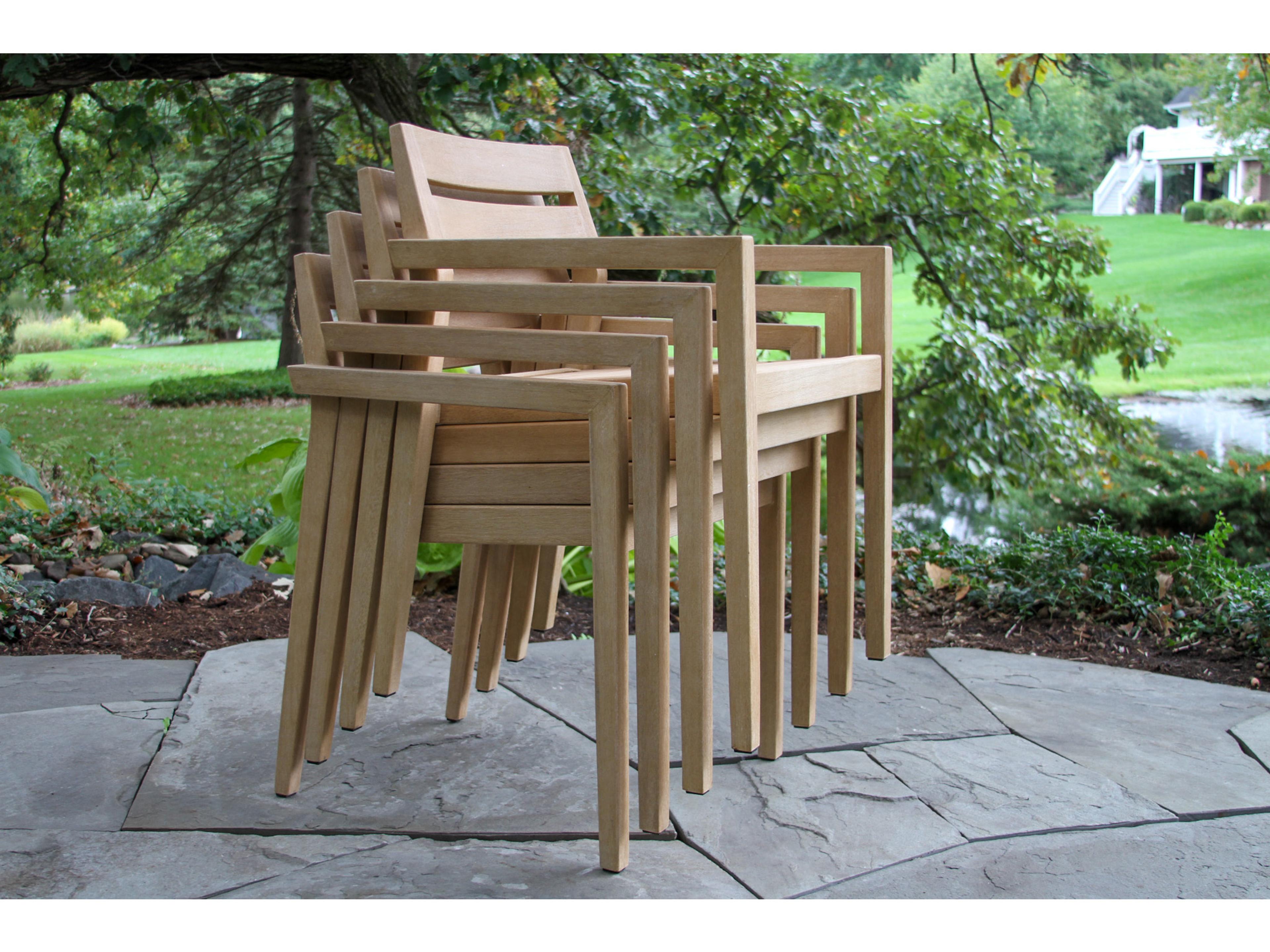 Outdoor Interiors Antique Wash Eucalyptus Stacking Dining Chair (Price Includes Four)