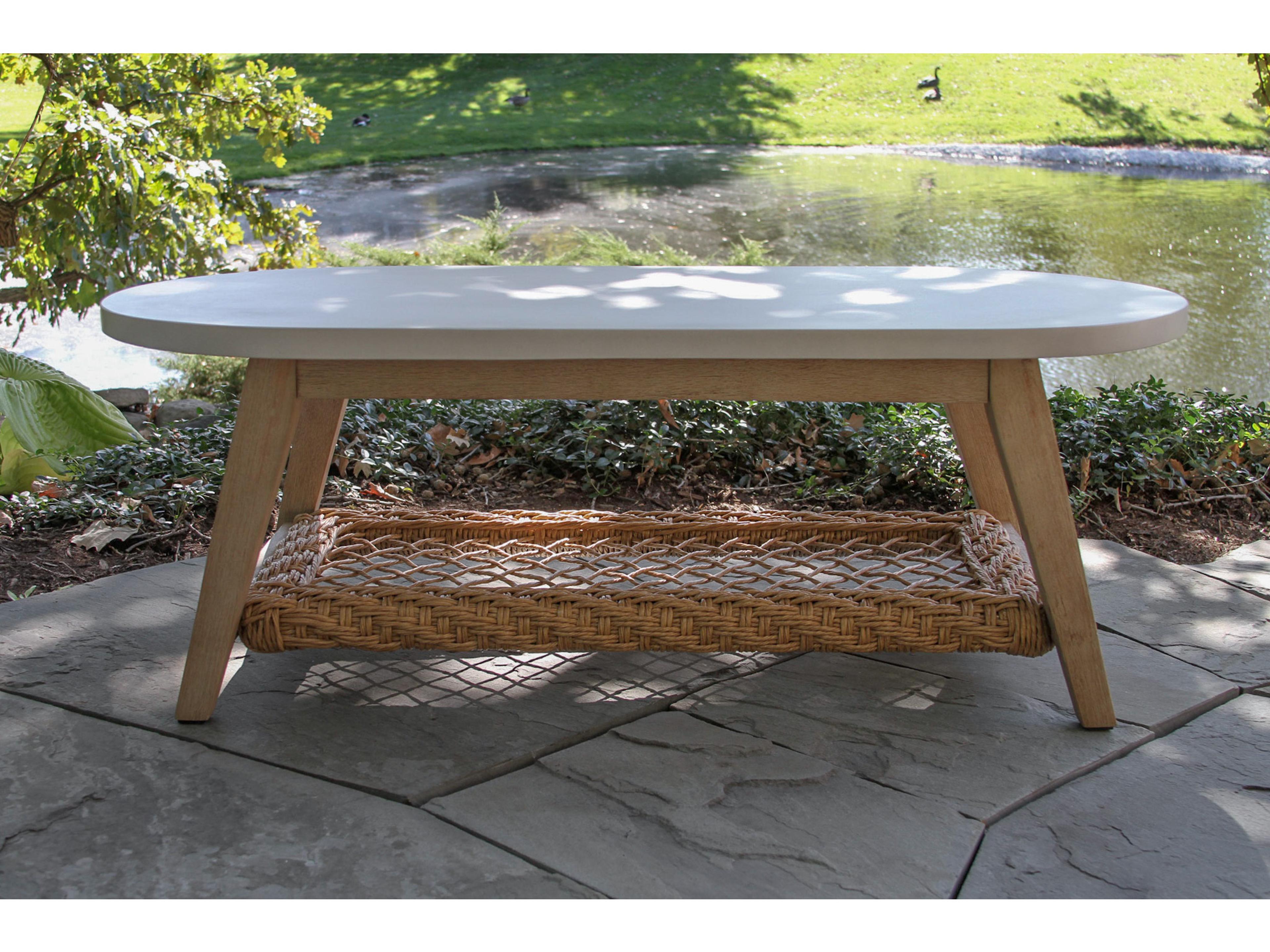 Outdoor Interiors Sahara Oval Ivory Composite Coffee Table, 51" x 25"