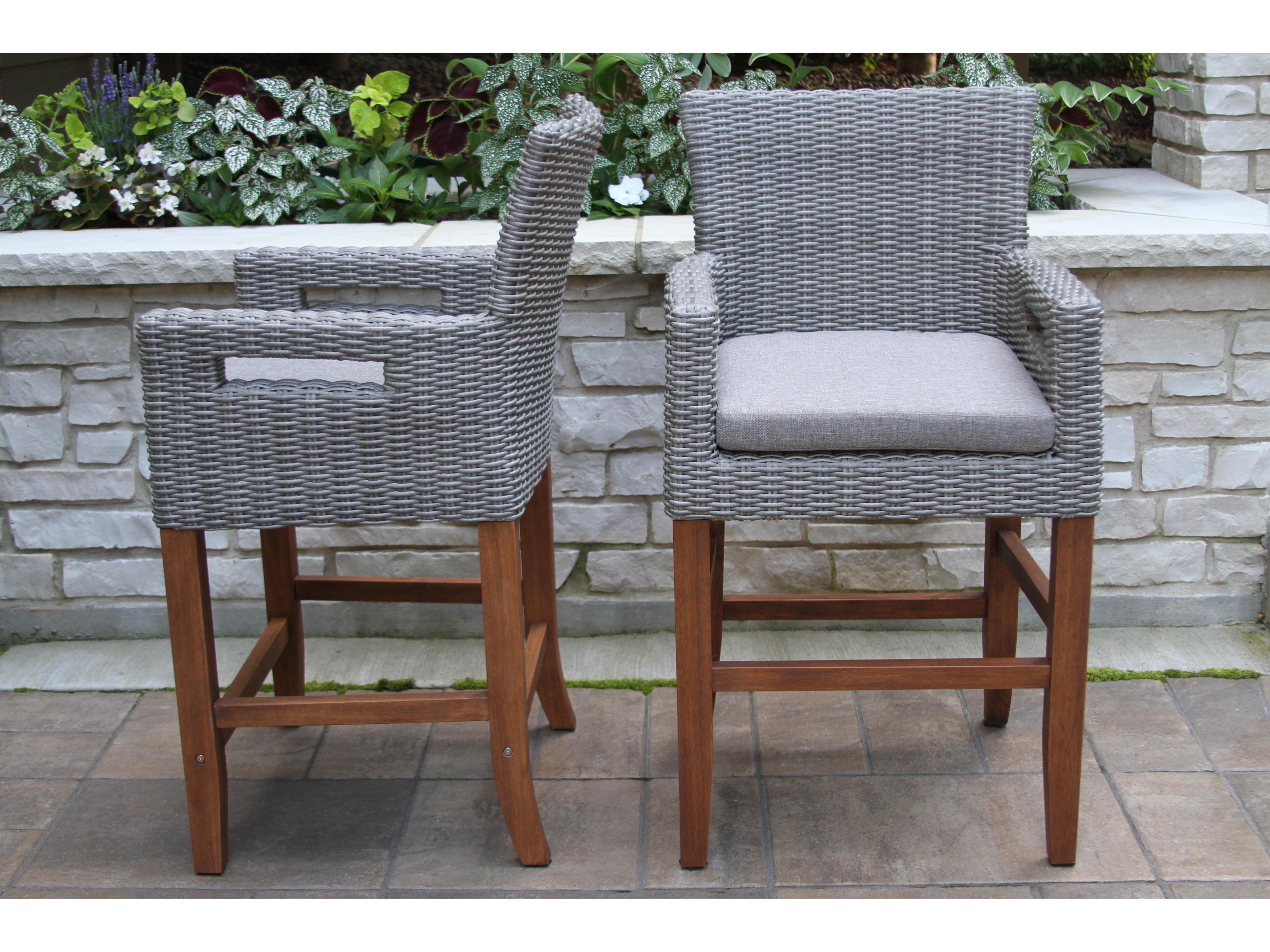 Outdoor Interiors Eucalyptus Counter Height Wicker Armchairs (Price Includes Two)