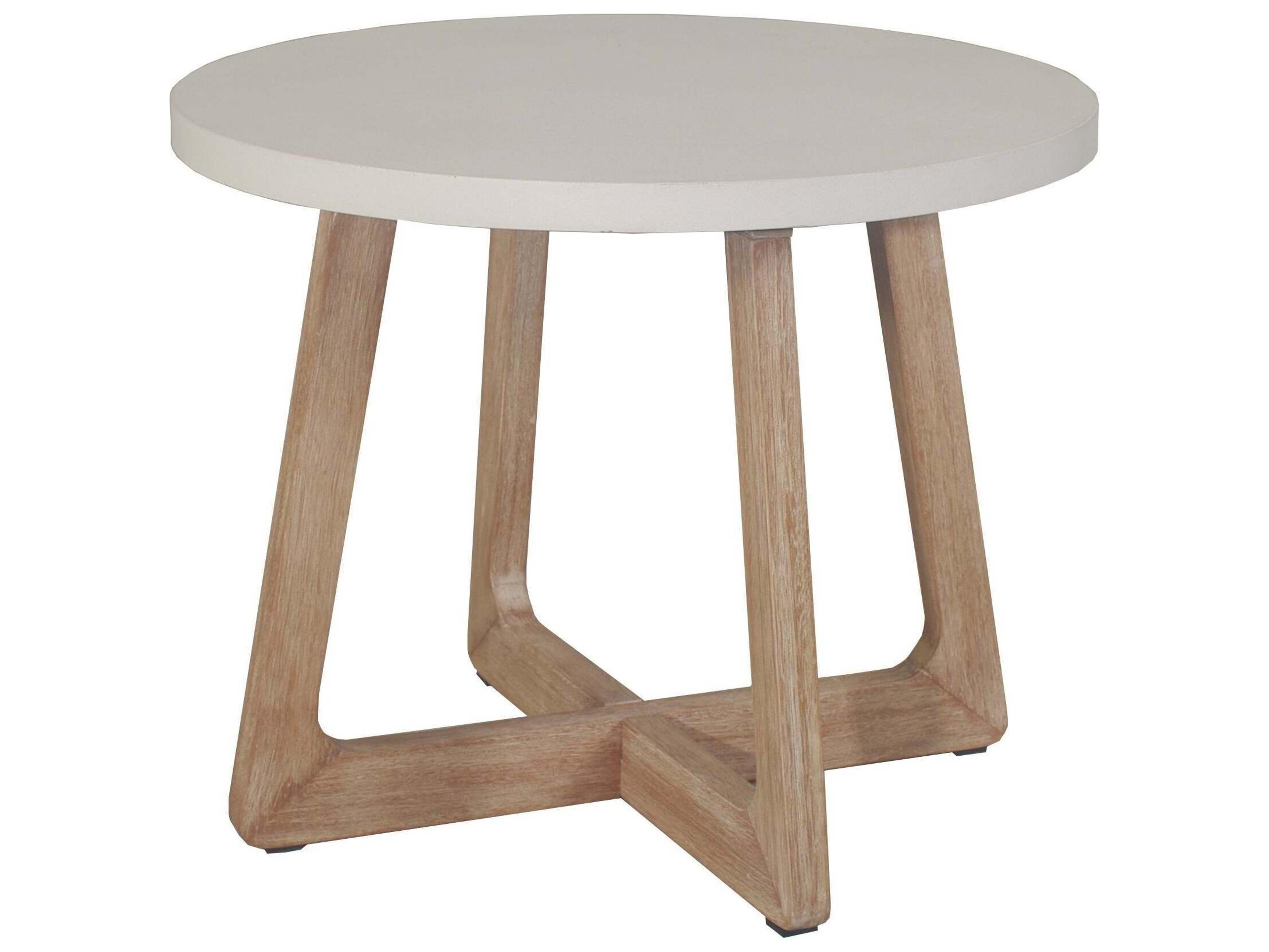 Antique Wash & Ivory Compsoite Accent Table, 24" Dia