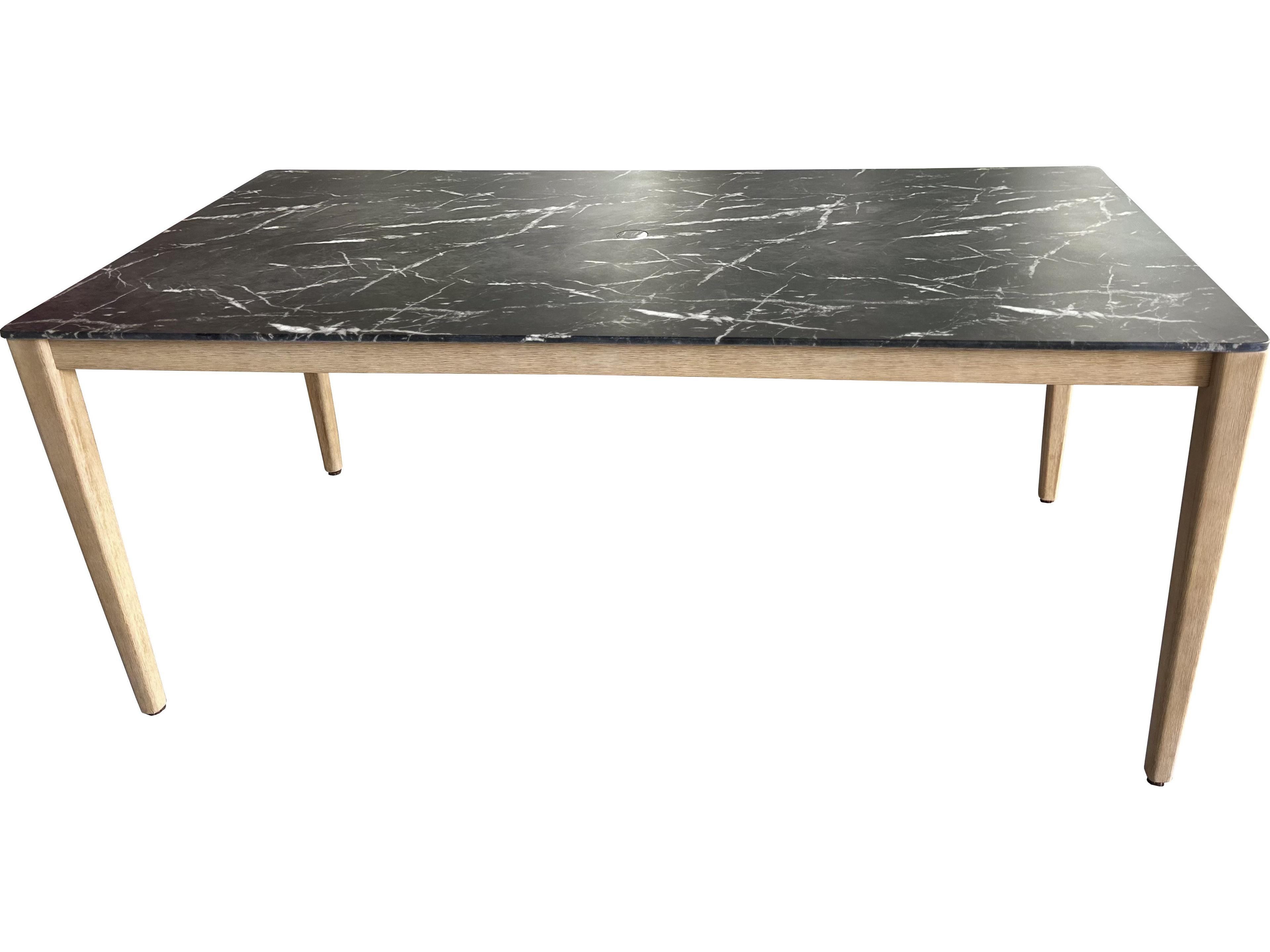 Antique Wash Eucalyptus & Black Marble Composite Dining Table, 72" x 36"