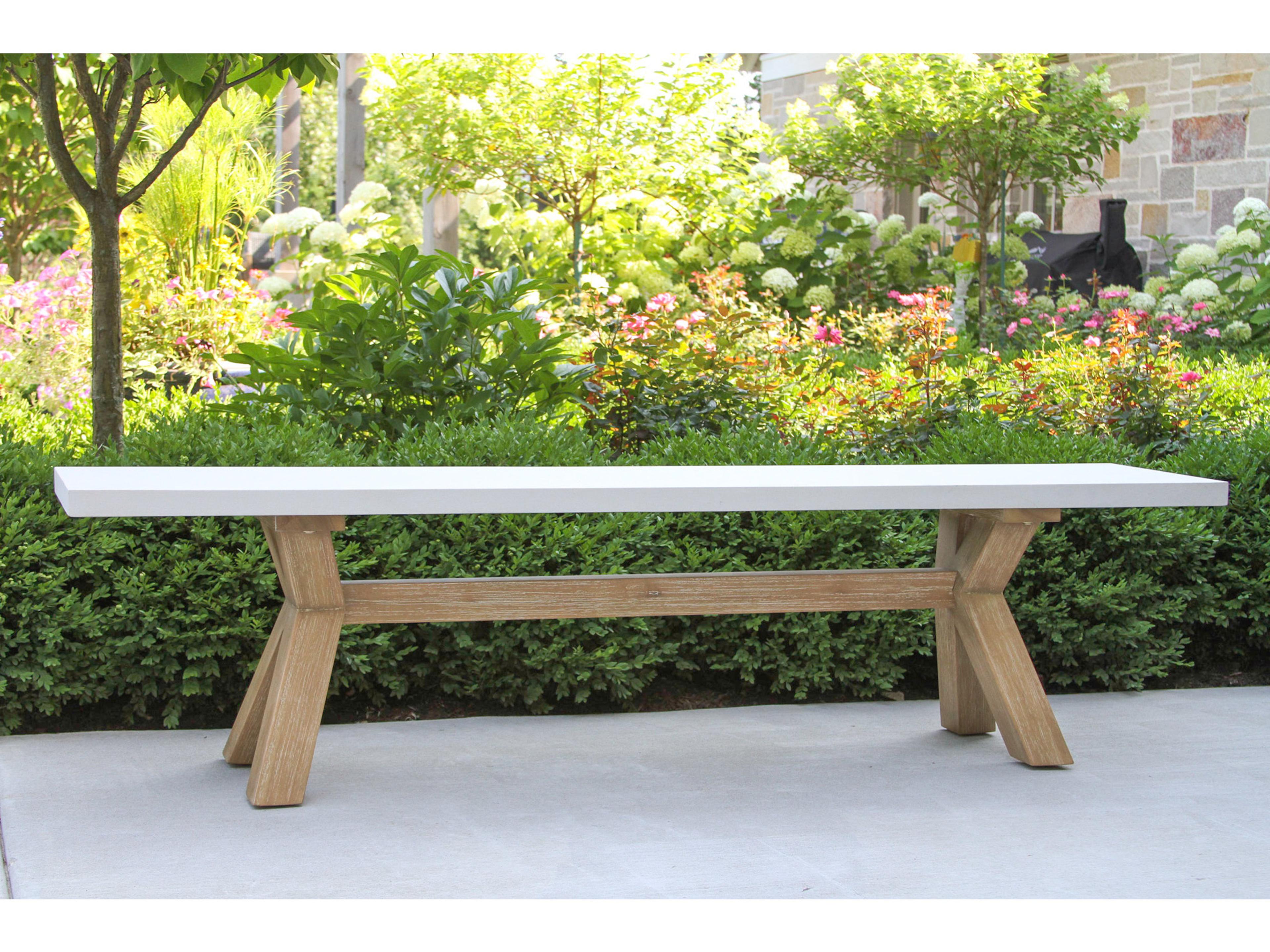 Outdoor Interiors Antique Wash Eucalyptus & Ivory Composite Bench, 74" x 14"
