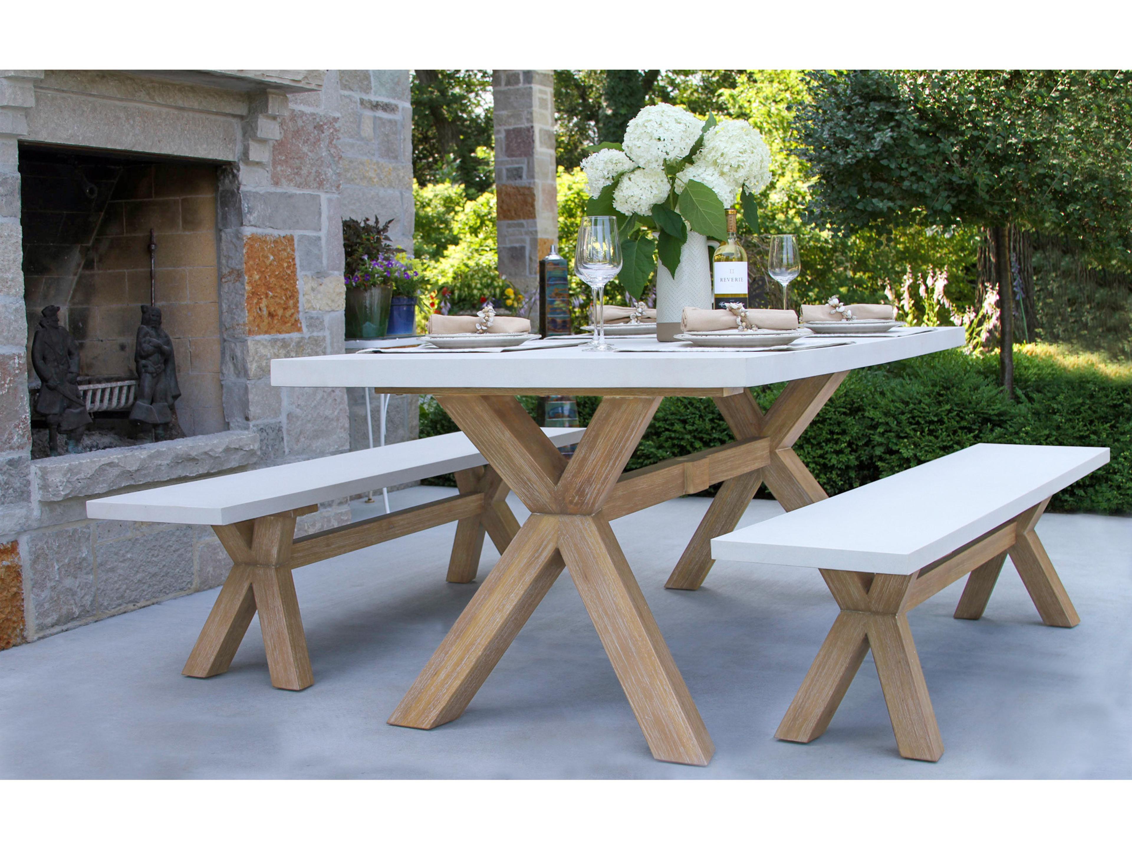 Outdoor Interiors Antique Wash Eucalyptus & Ivory Composite Bench, 74" x 14"