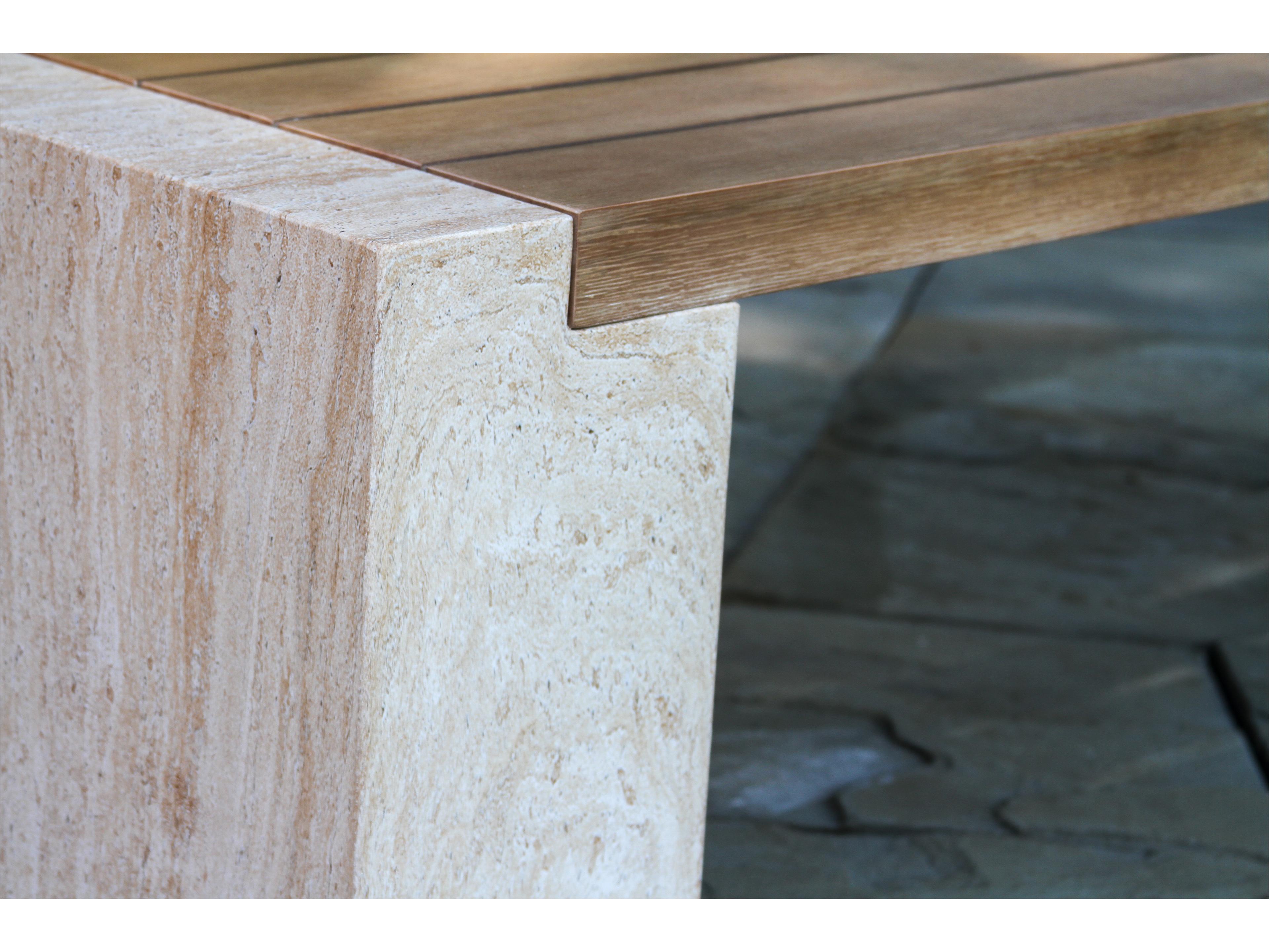 Outdoor Interiors Antique Wash Eucalyptus & Travertine Composite Bench