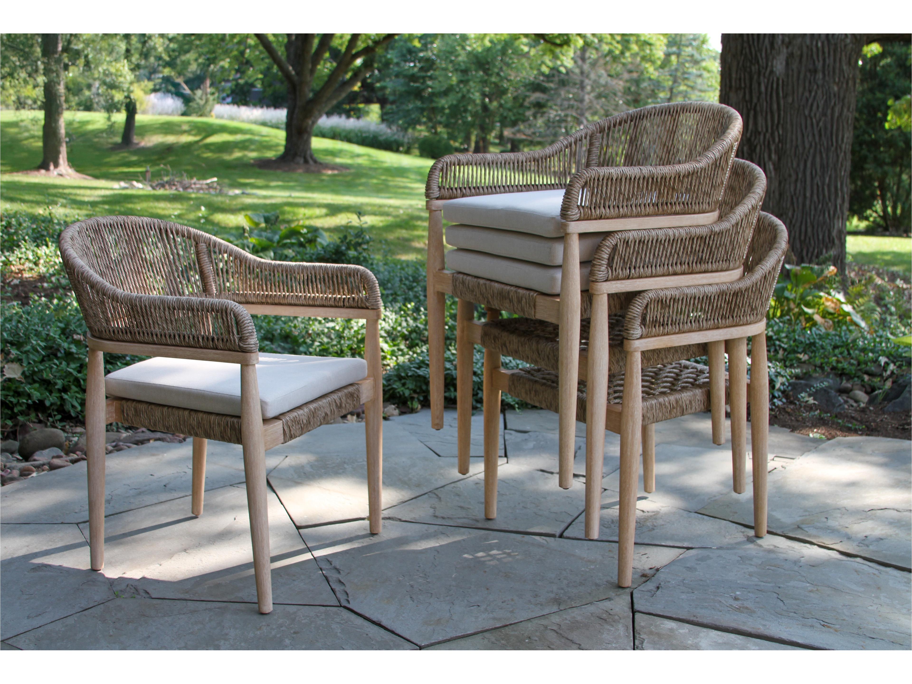 Outdoor Interiors Antique Wash Eucalyptus & Beige Cable Wicker Stacking Dining Chair (Price Includes Two)
