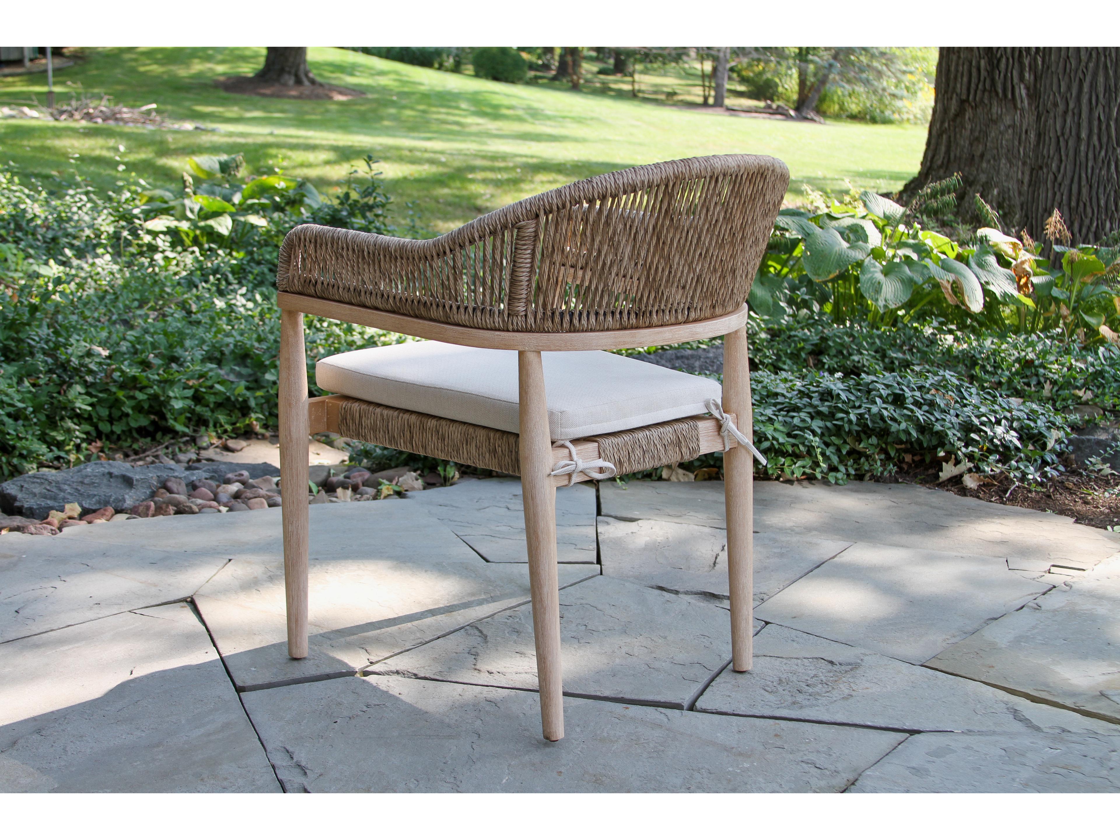 Outdoor Interiors Antique Wash Eucalyptus & Beige Cable Wicker Stacking Dining Chair (Price Includes Two)