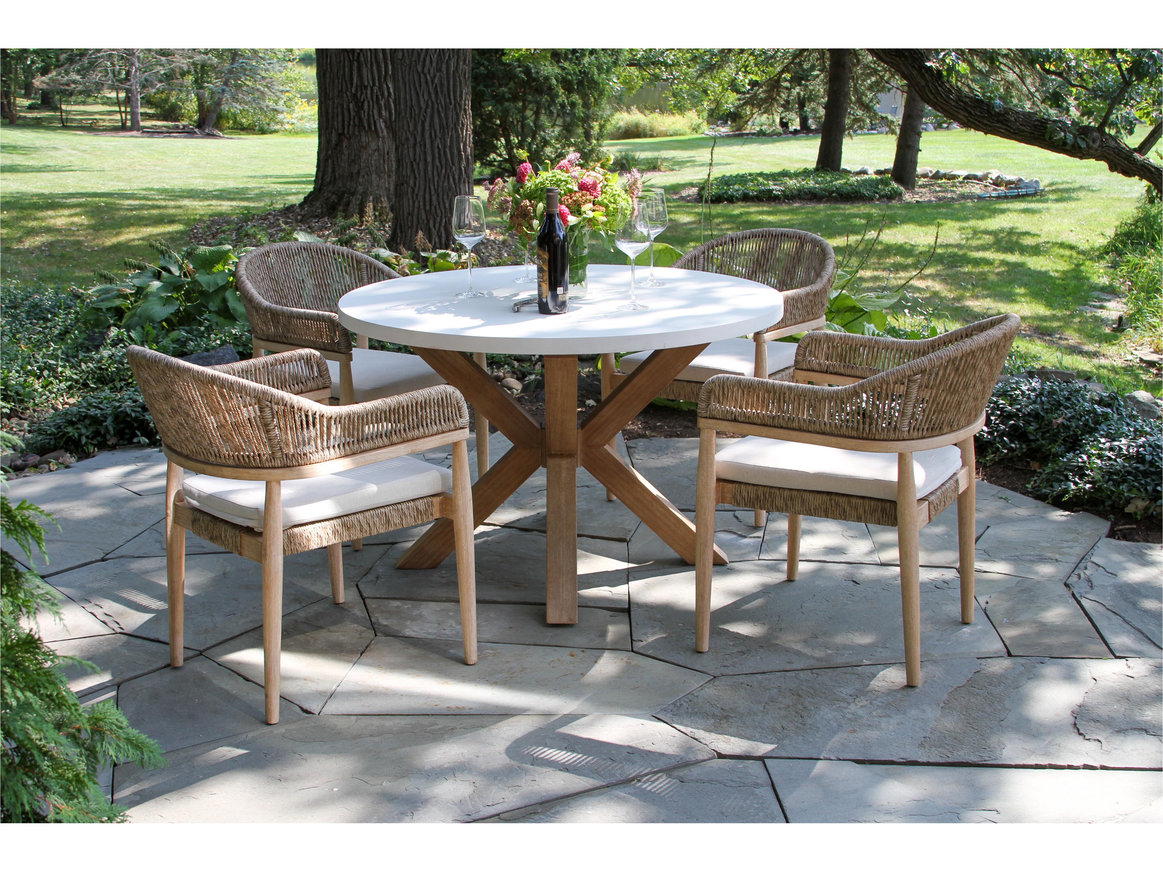 Outdoor Interiors Antique Wash Eucalyptus & Beige Cable Wicker Stacking Dining Chair (Price Includes Two)