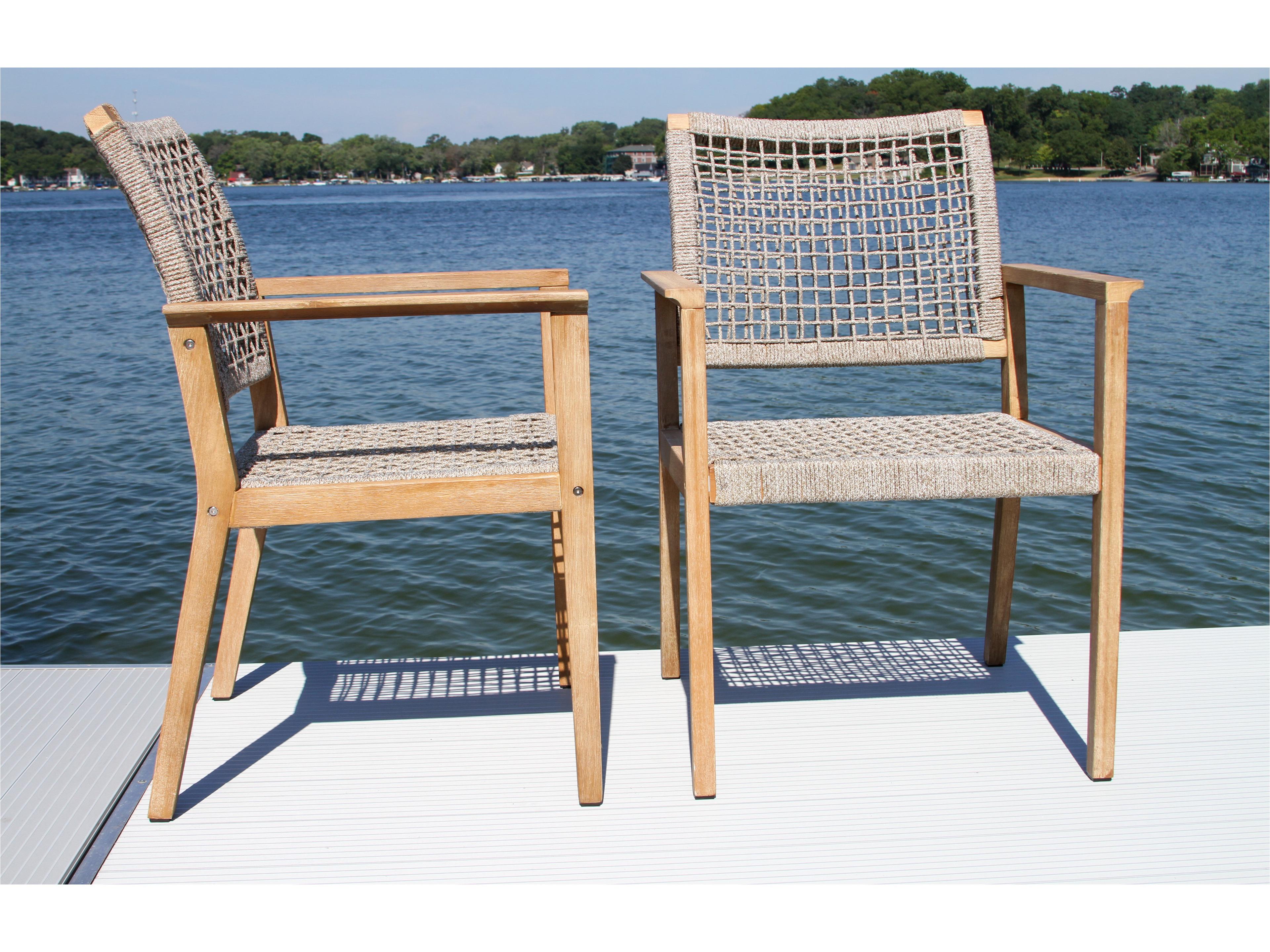 Outdoor Interiors Antique Wash Eucalyptus & Wheat Rope Stacking Dining Chair (Price Includes Two)