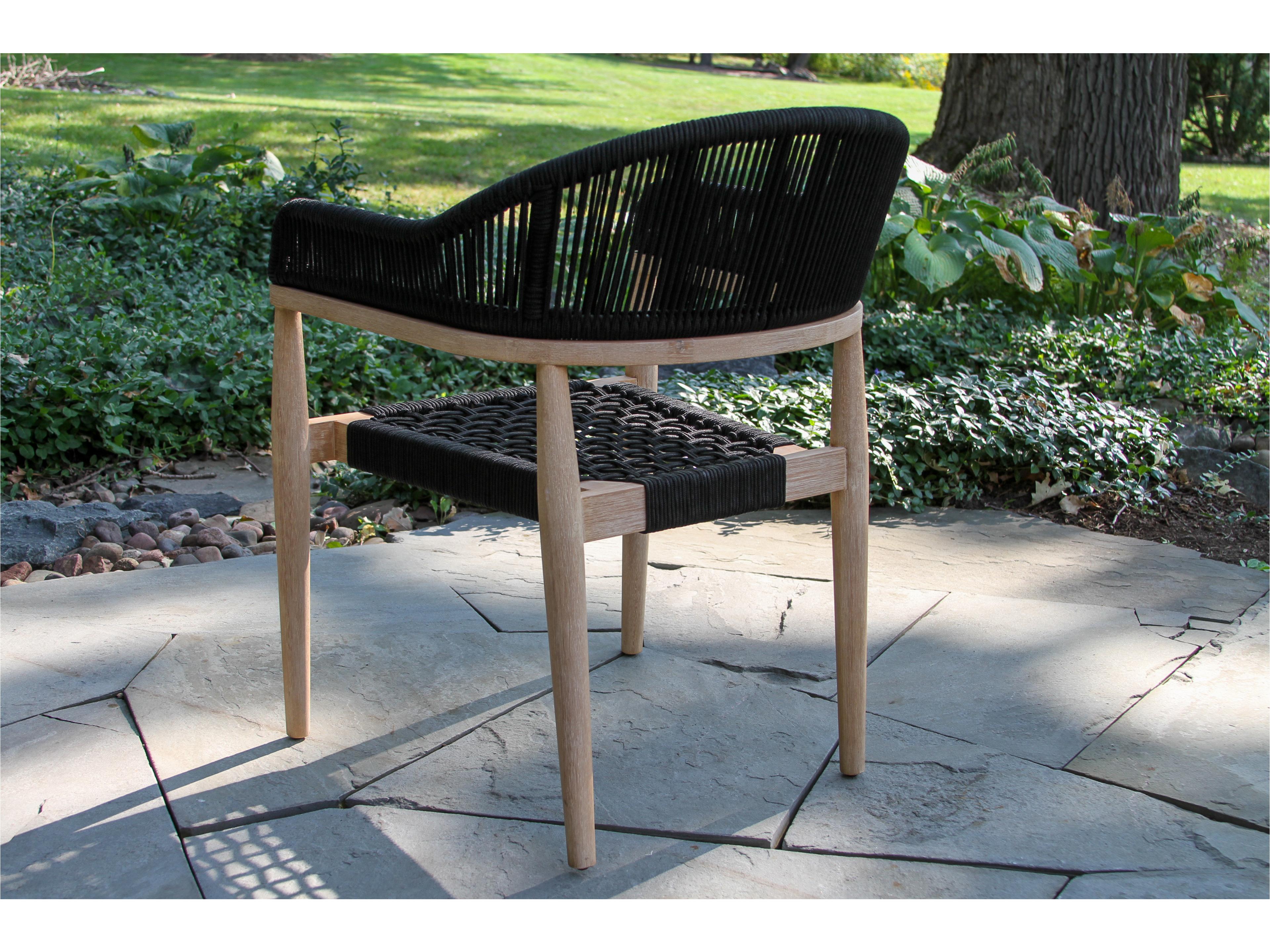 Outdoor Interiors Antique Wash Eucalyptus & Black Rope Stacking Dining Chair (Price Includes Two)