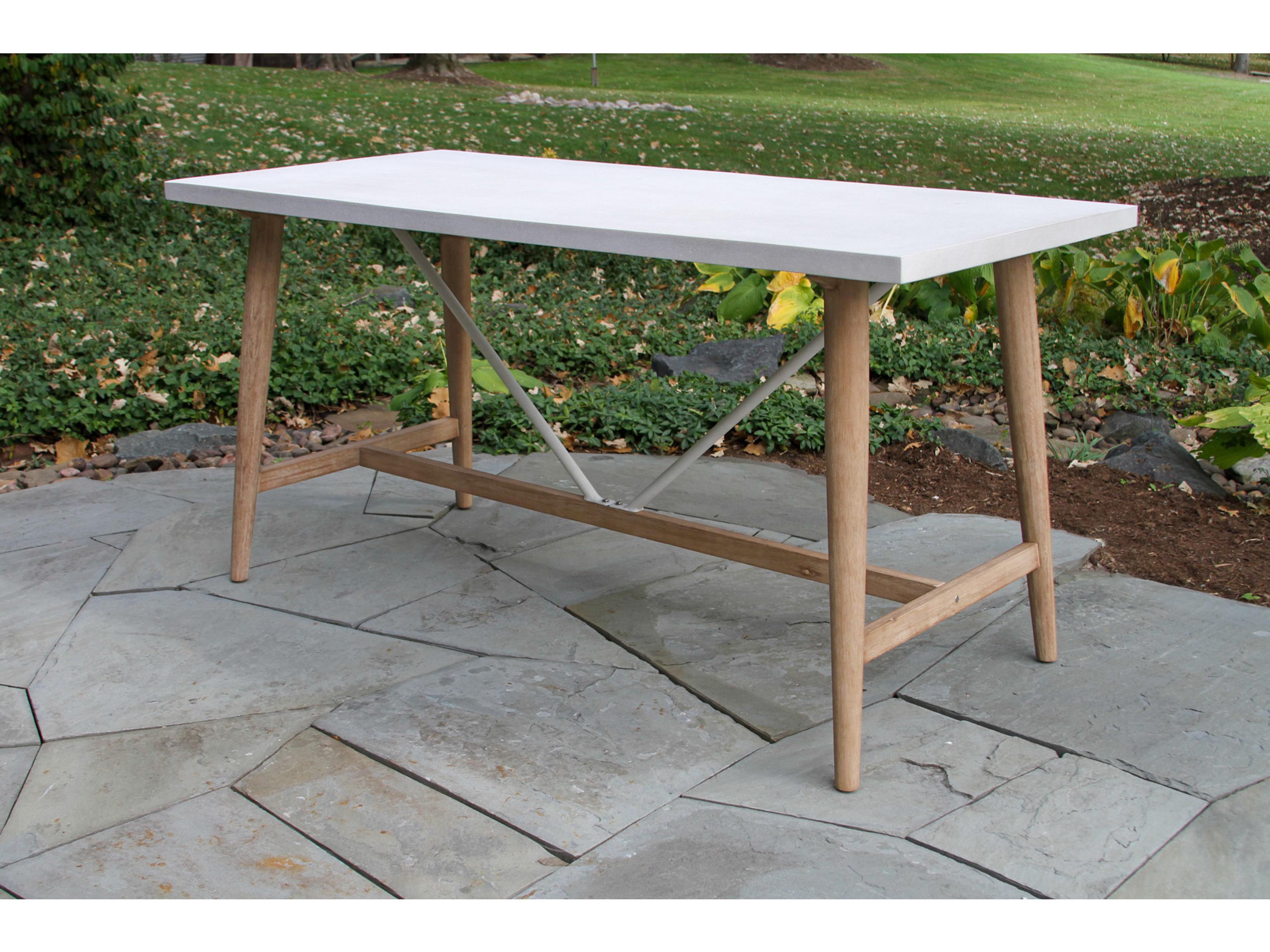 Outdoor Interiors Antique Wash Eucalyptus & Ivory Composite Counter Height Table, 72" x 36"