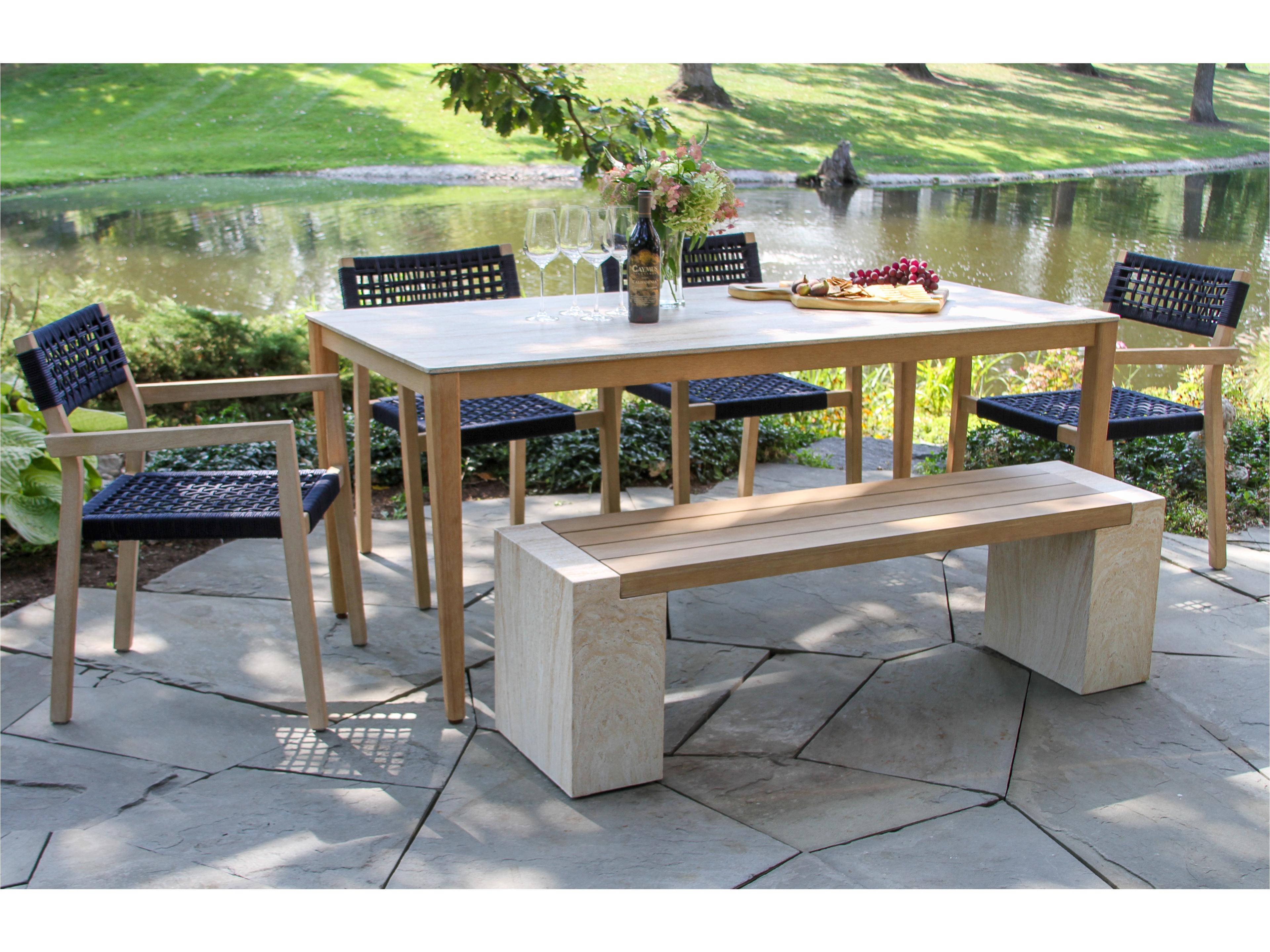 Outdoor Interiors Antique Wash Eucalyptus & Blue Rope Stacking Dining Chair (Price Includes Four)