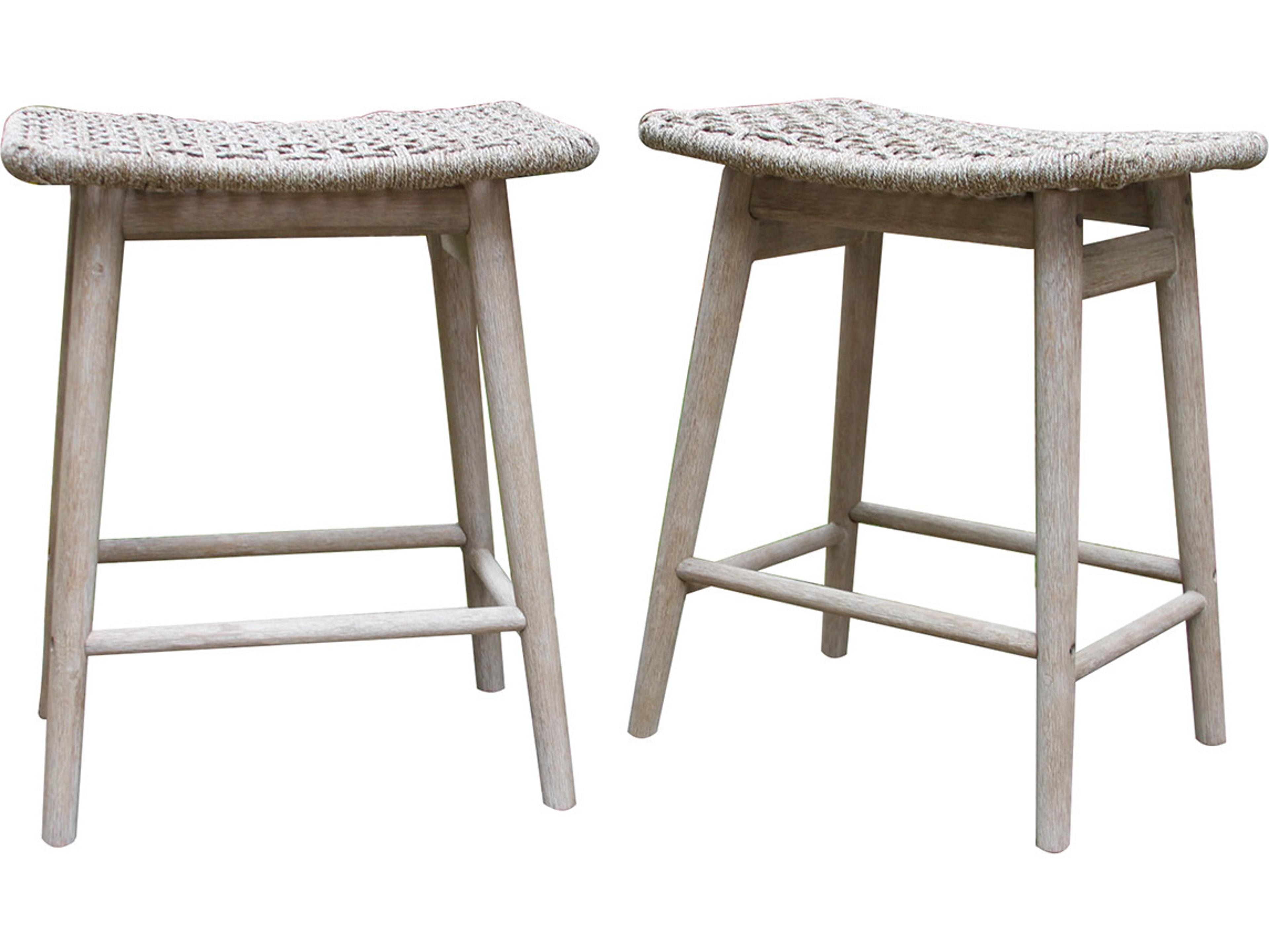 Antique Wash Eucalyptus & Wheat Rope Counter Height Stool (Price Includes Two)