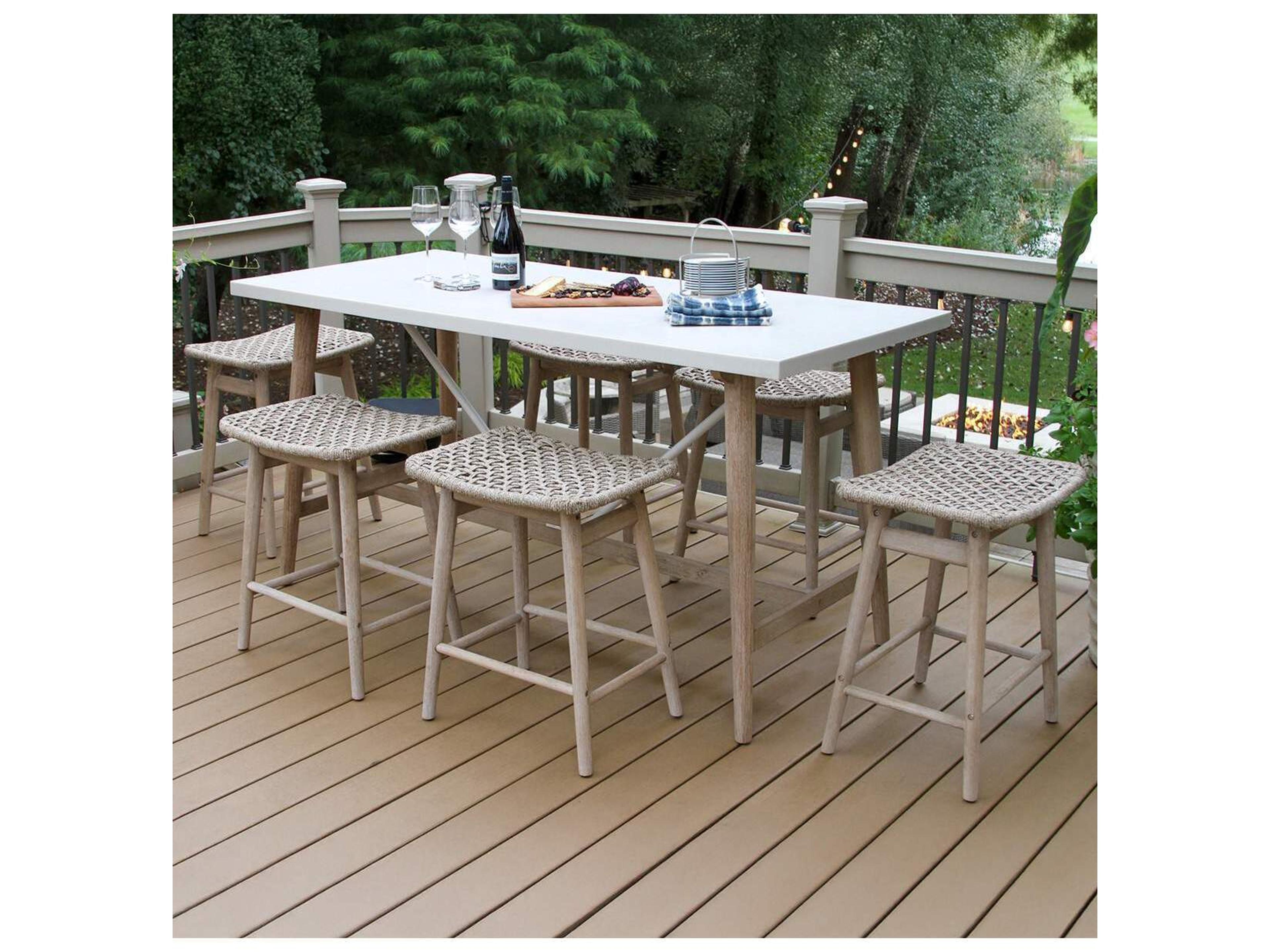 Outdoor Interiors Antique Wash Eucalyptus & Wheat Rope Counter Height Stool (Price Includes Two)