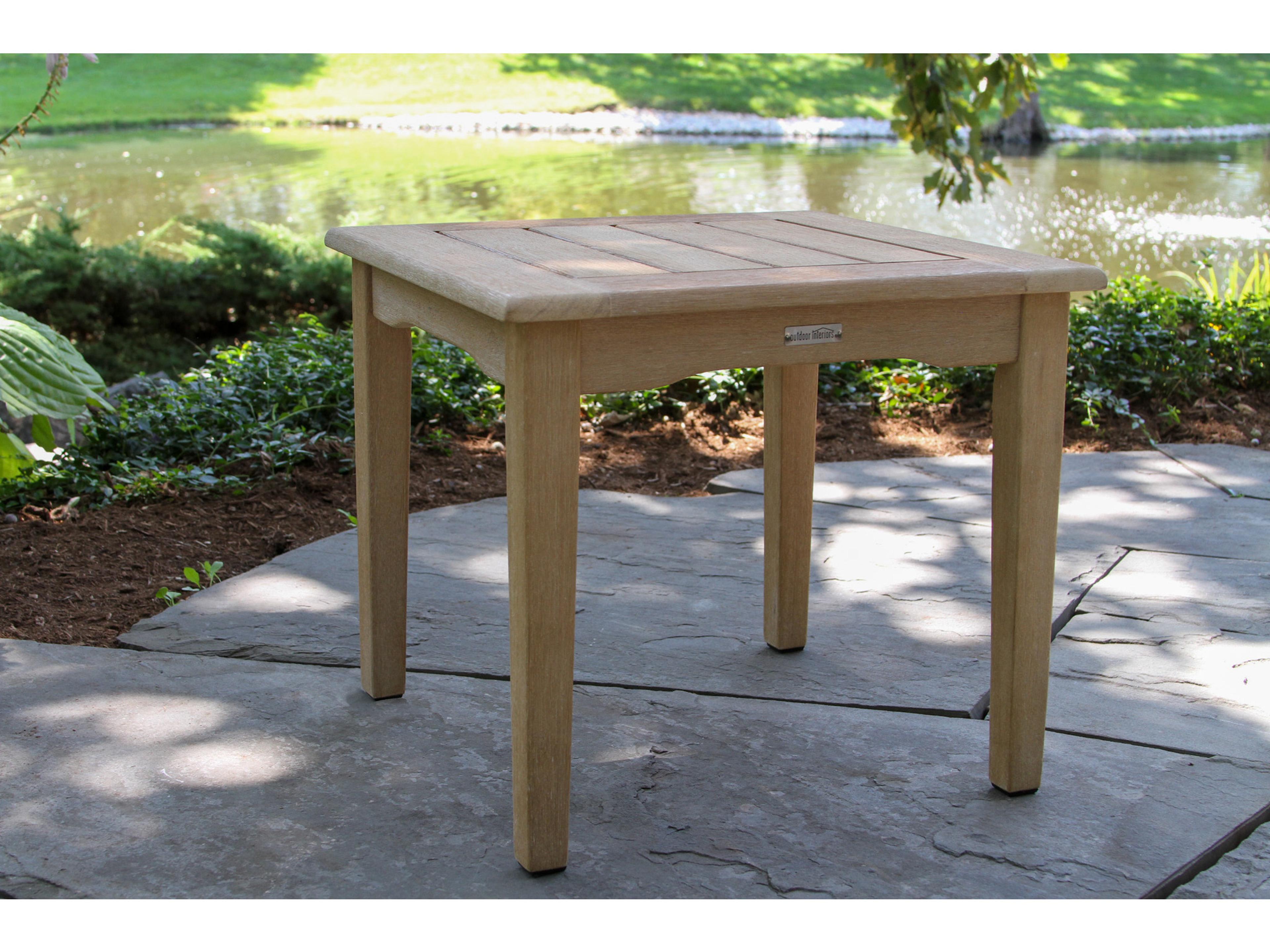 Outdoor Interiors Antique Wash Square Accent Table, 19.5" x 18"