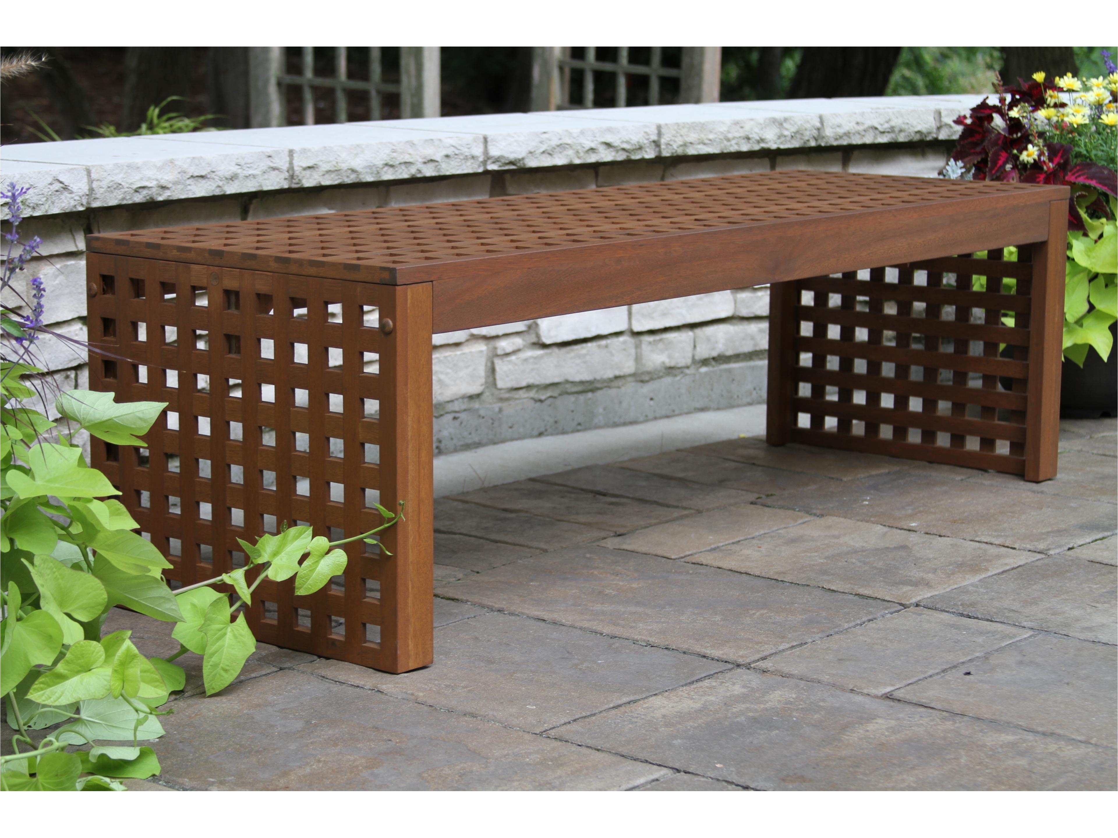 Outdoor Interiors Eucalyptus Checkerboard Oversized Bench