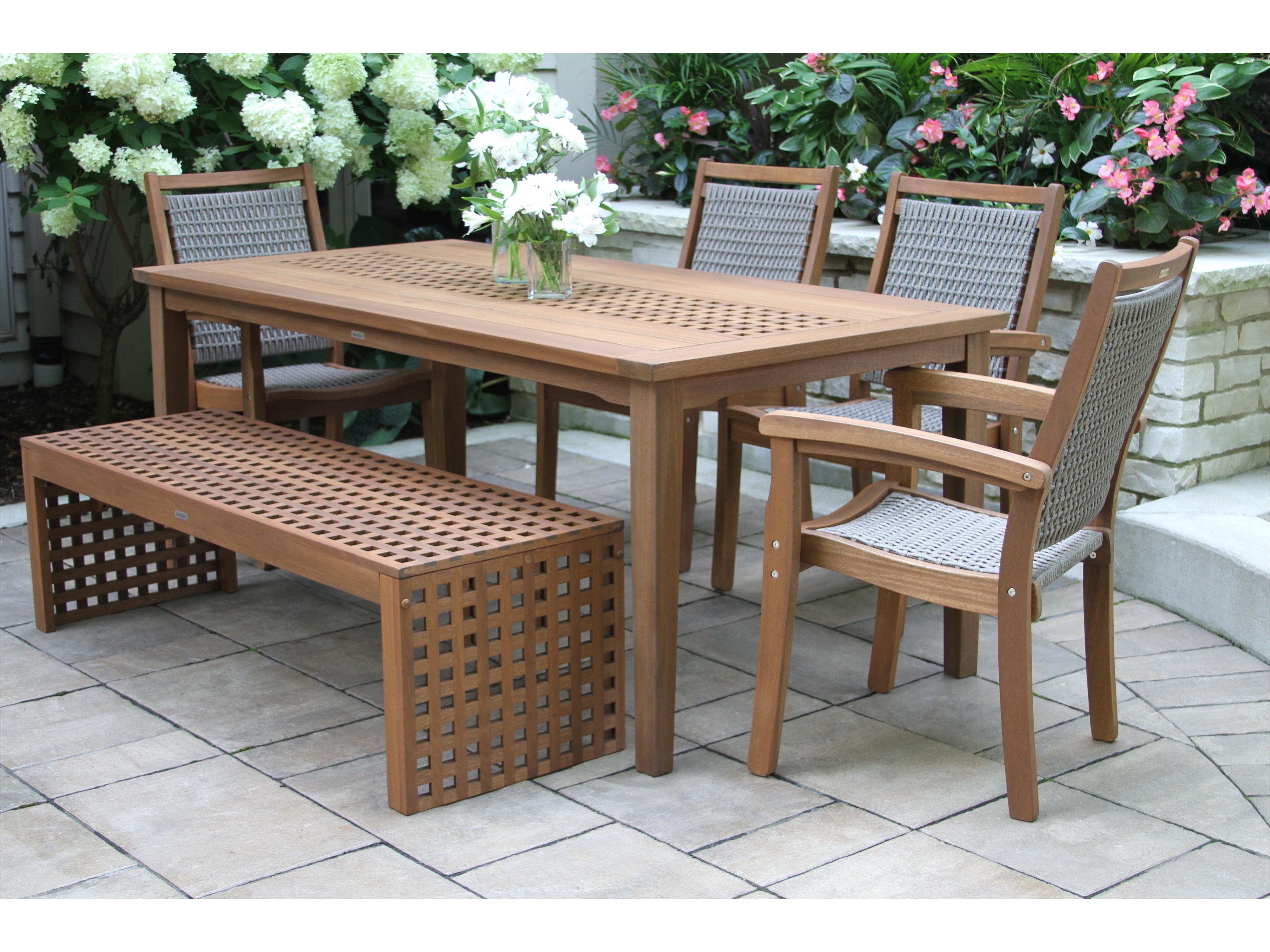 Outdoor Interiors Eucalyptus Checkerboard Oversized Bench